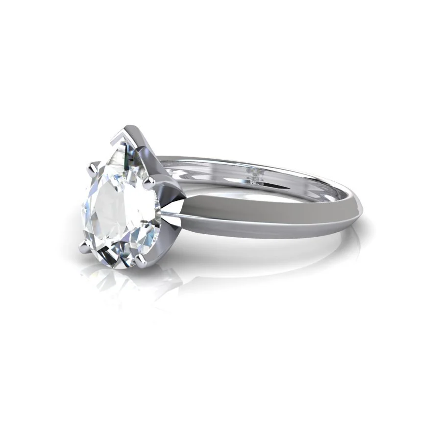 Pear Center Knife Edge Solitaire