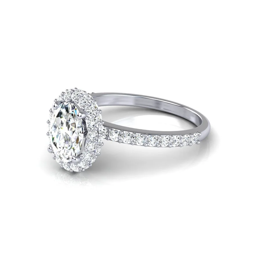 Halo Diamond Engagement Ring for Oval Center