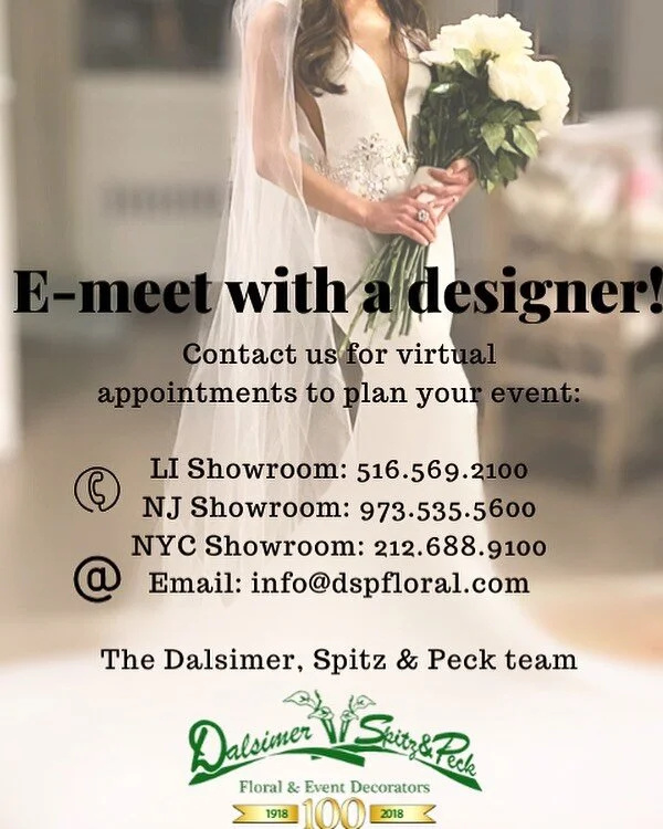 Don&rsquo;t know where to start your wedding planning?? Contact us for a virtual appointment. Our seasoned designers can guide you with bringing your vision to life! 📧Email: info@dspfloral.com
📱 516.569.2100
#dalsimerspitzandpeck .
.
.

#customchup