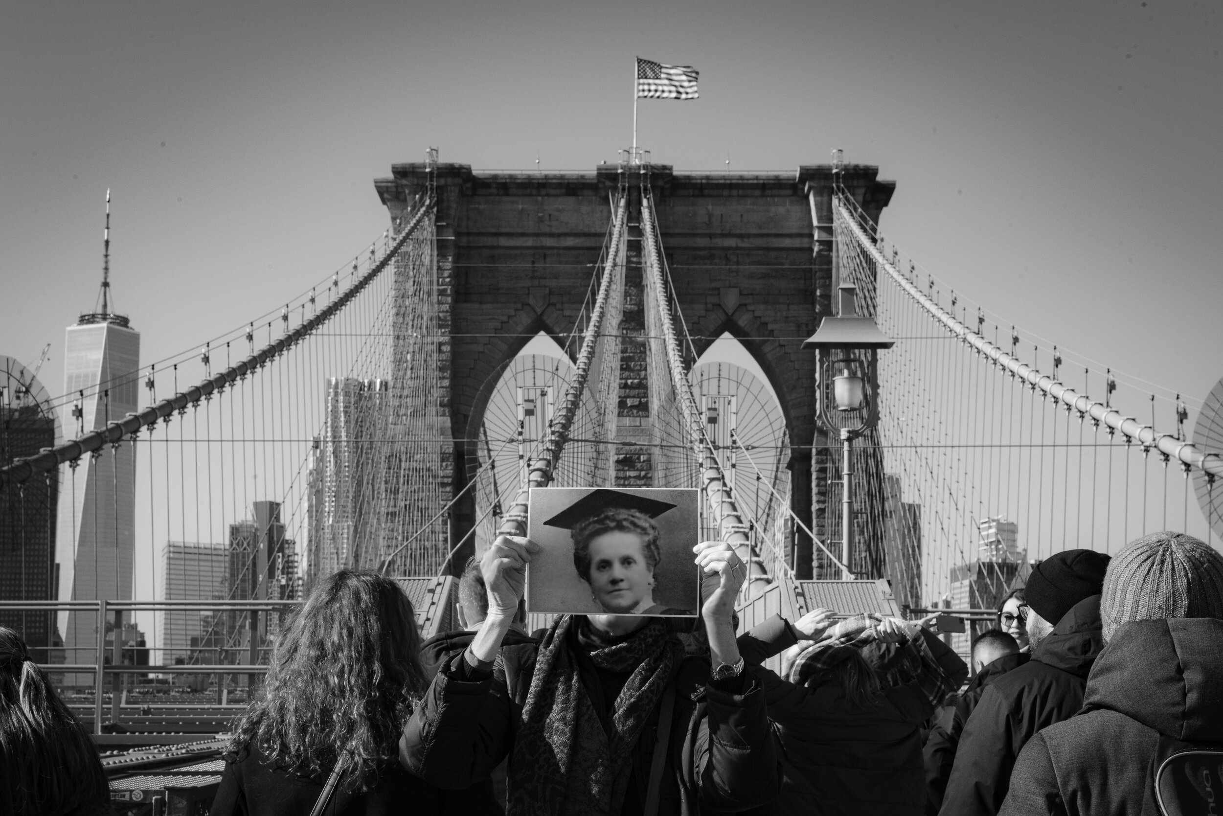 Emily Warren Roebling on the Brooklyn Bridge