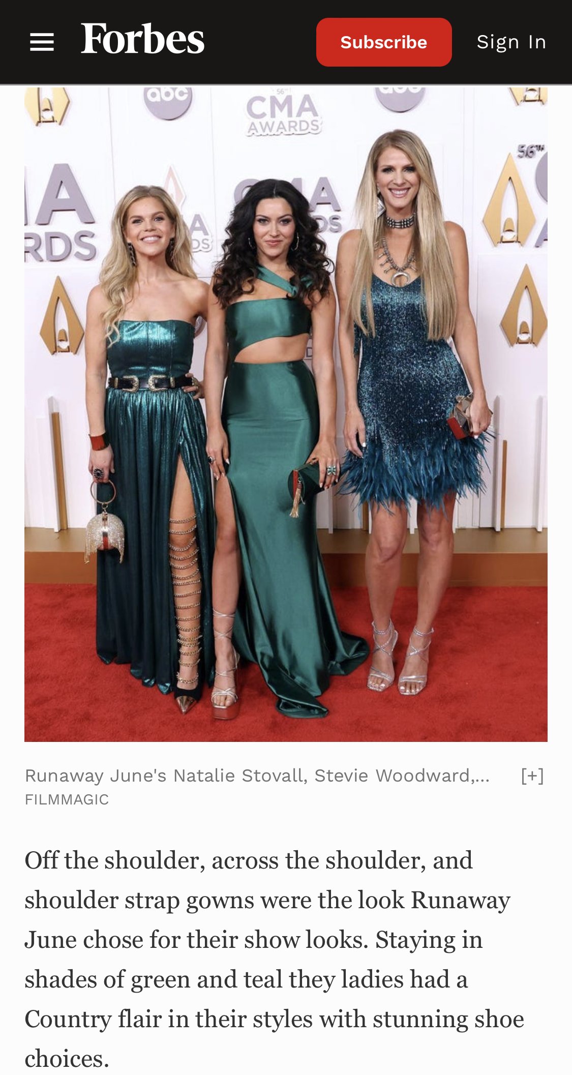 Forbes Magazine's Jaw-Dropping Looks from CMA Red Carpet