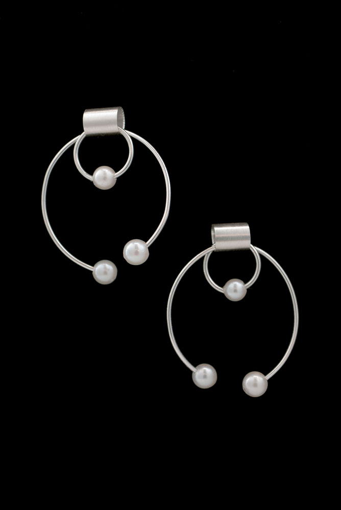 Pearl and Wire Spiral Earrings