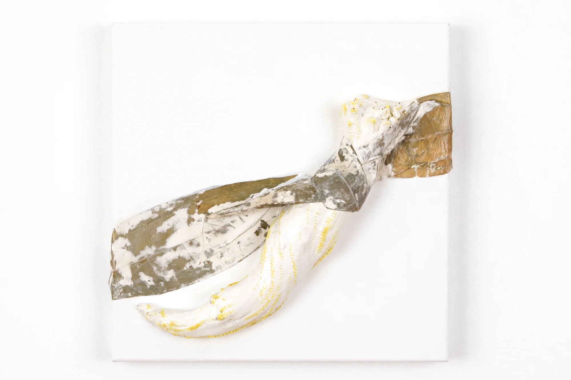 10” x 10” x 3” Pipe cleaners, leaves, plaster, acrylic on canvas