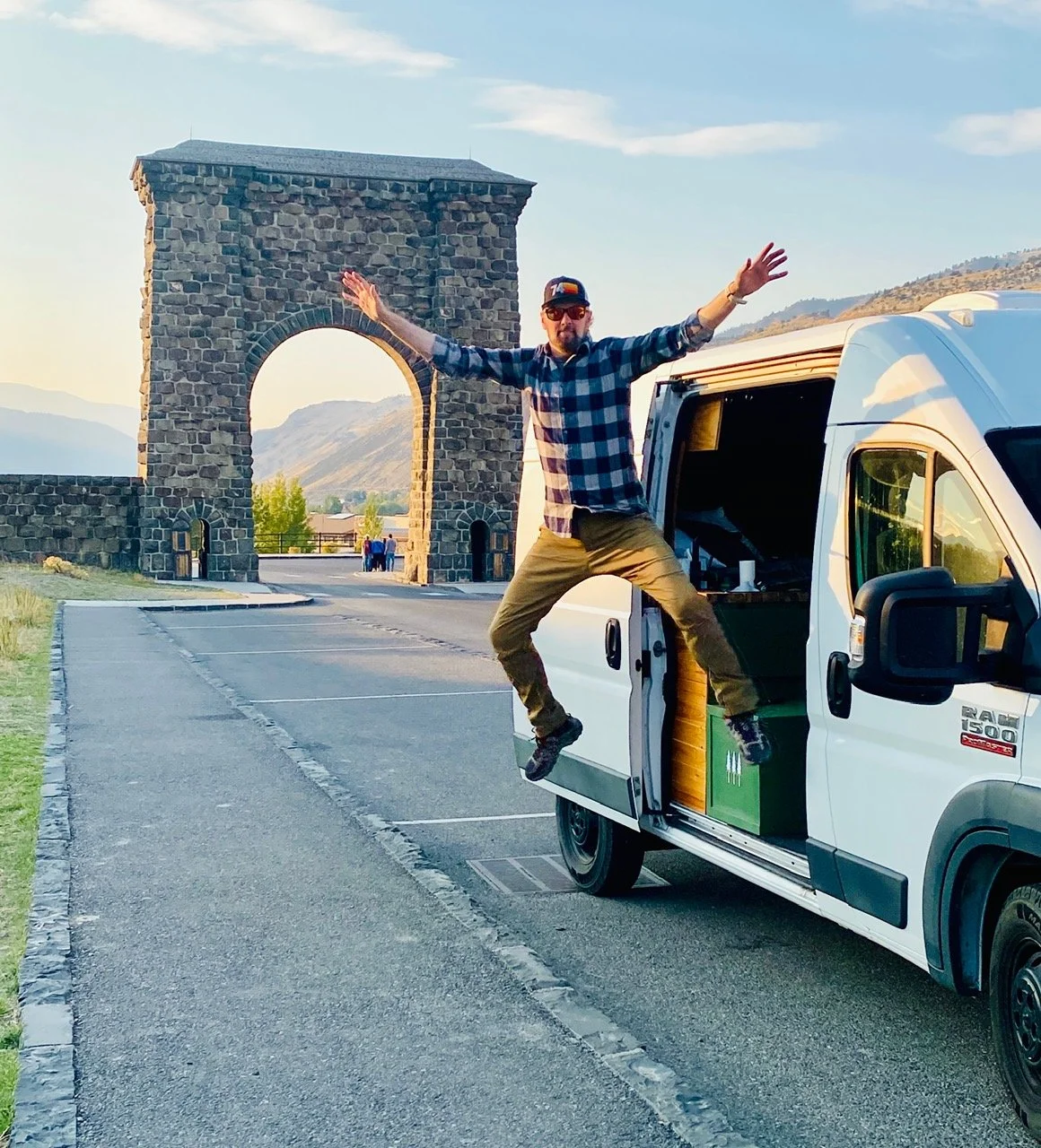 Jumping out of a van