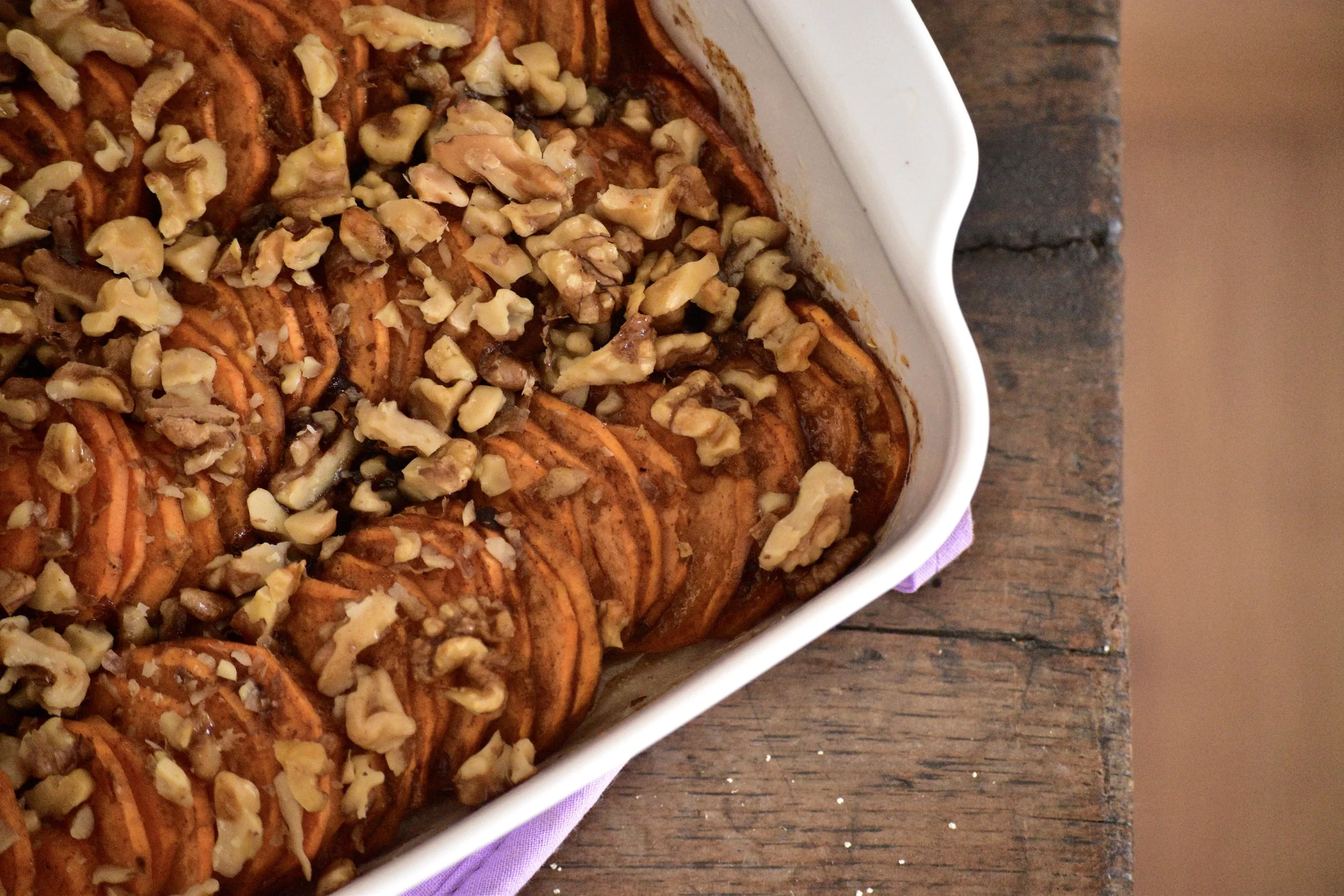 Gratinado de camote, rapadura, y jengibre
