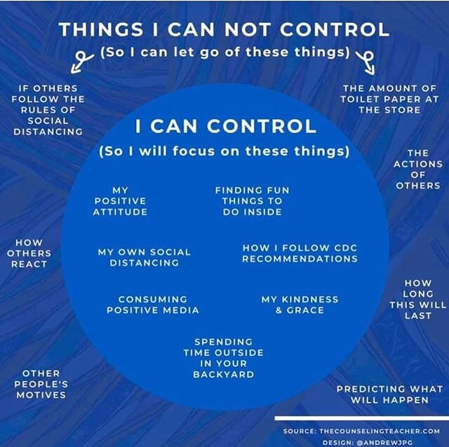 I found this super helpful! Remembering what we can and can't control seems so easy, but it's not natural...especially in times of high stress. (Source: @thecounselingteacherbrandy)