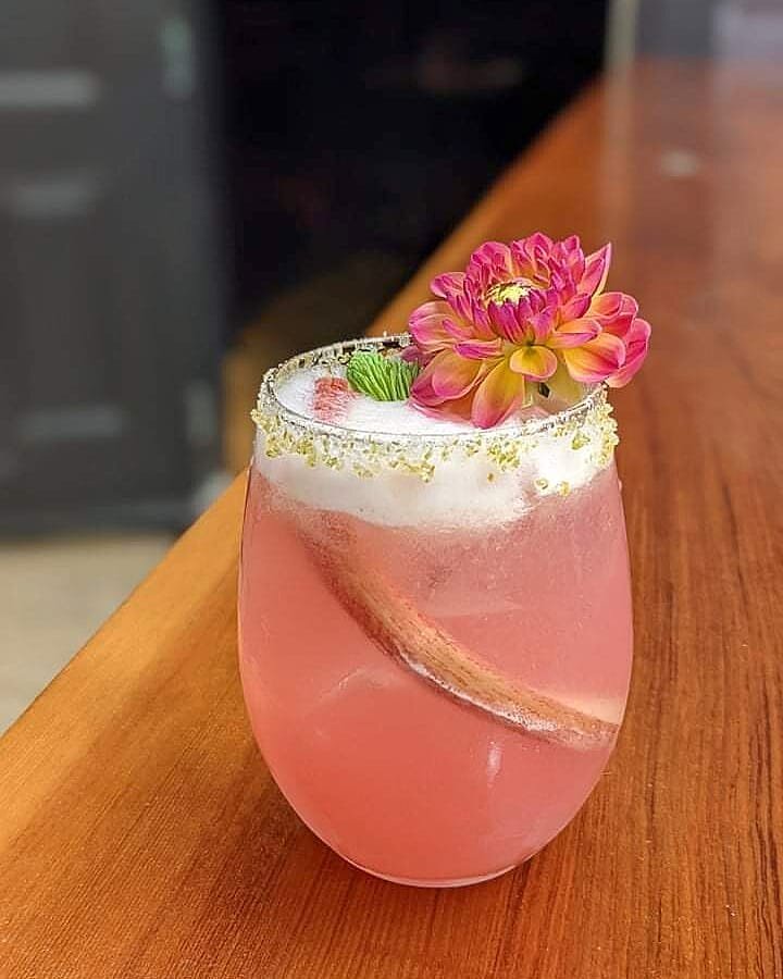 Spruced up

Bombay Sapphire Gin,
Freshly Squeezed Lime juice,
House made rhubarb syrup,
Spruce tip sugar rim,
Topped with soda! 

Newfoundland may be infamous for getting a surprise snowfall in June every now and then, but that's not gonna stop us fr