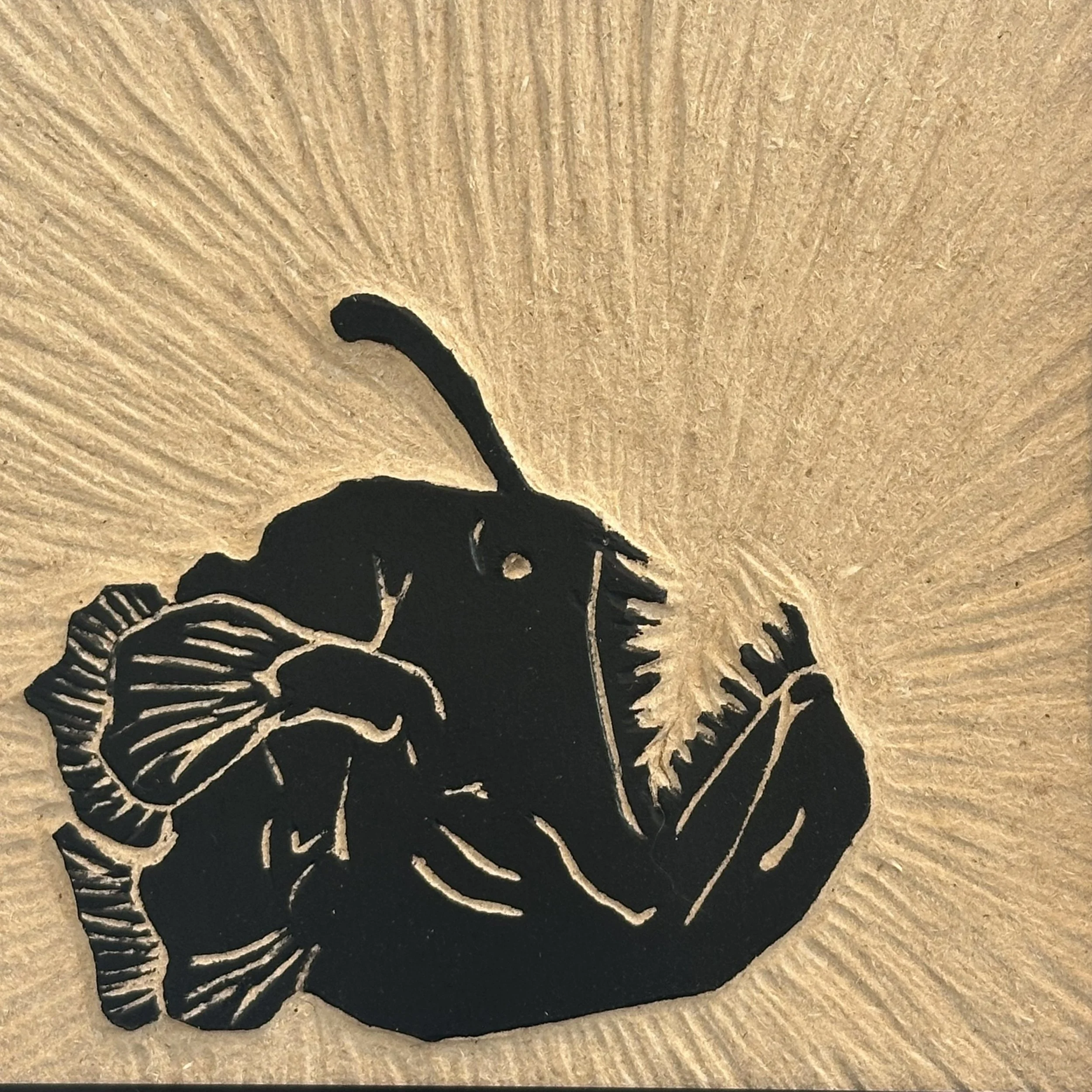Kristen Klein - Seadevil Anglerfish - Carved wood block - $110