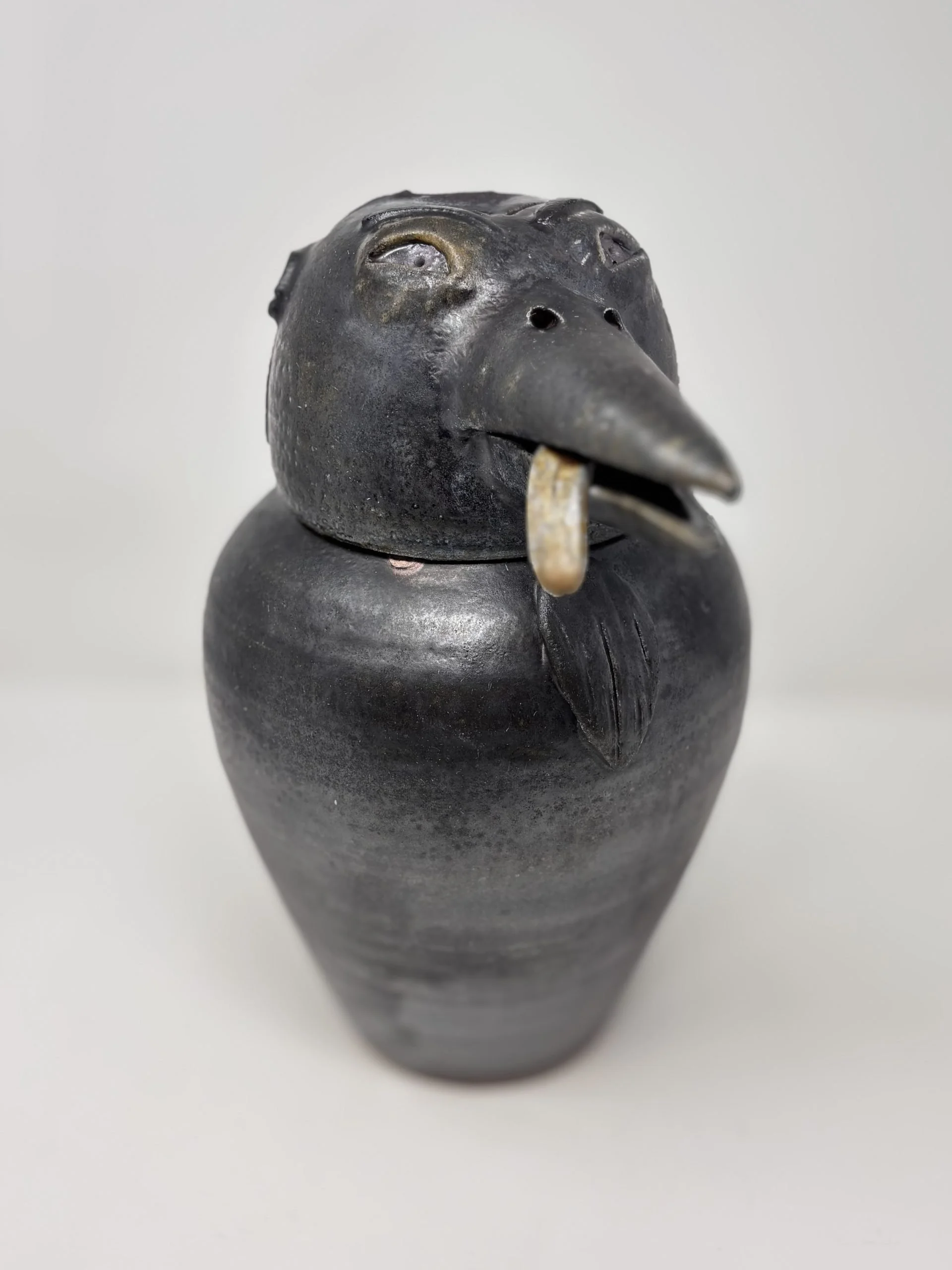 Karasu Tengu - Woodfire Jar -  10x7x12" -  $250 (Sold)