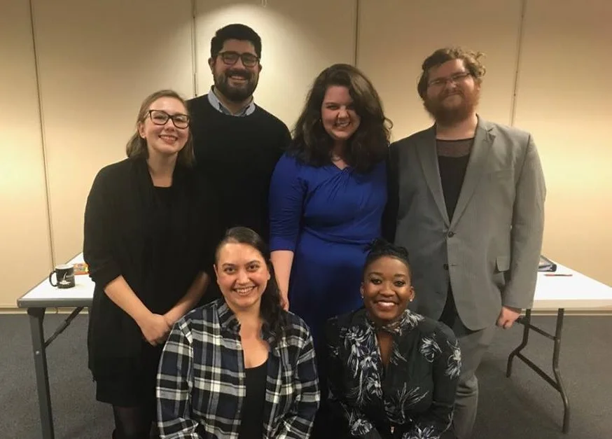 Top row (from left to right): Emily McCort, Dylan Arredondo, Bridget Grace Sheaff, T.P. Huth. Bottom row (from left to right): Ezra Tozian, Jessica Bennett