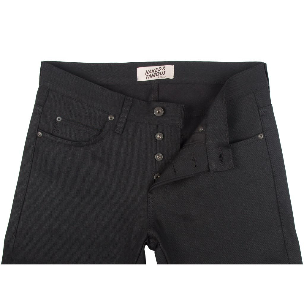  Solid Black Selvedge Jeans front 