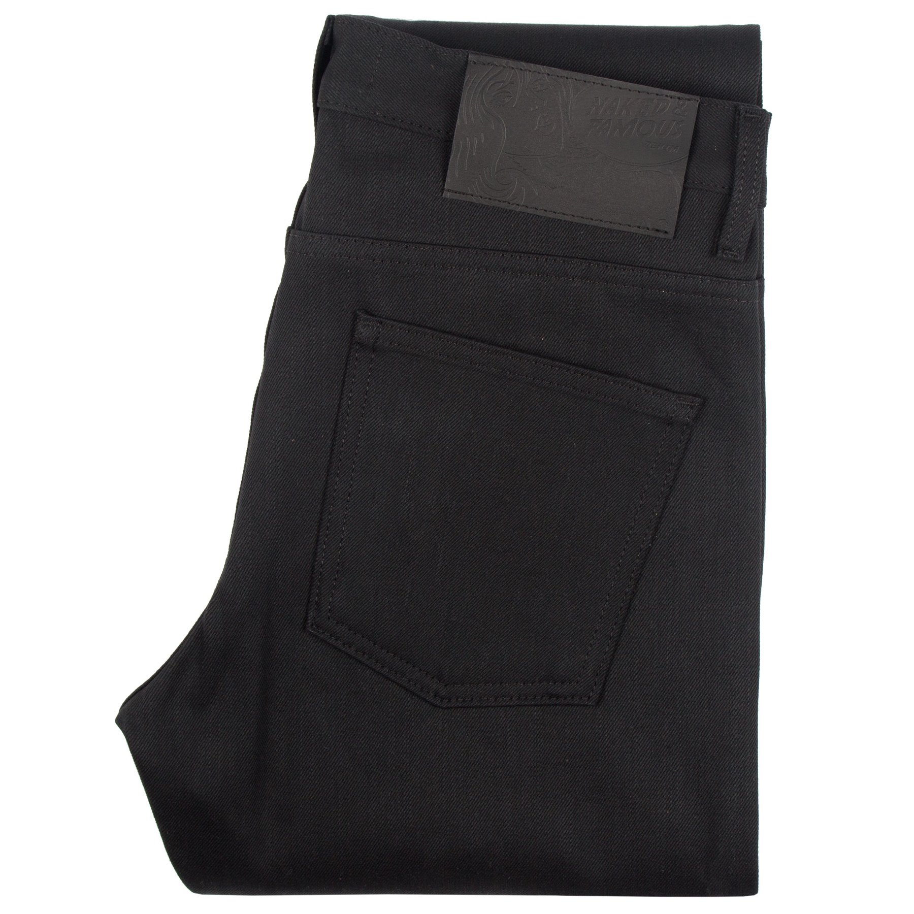 Solid Black Selvedge Jeans Folded 