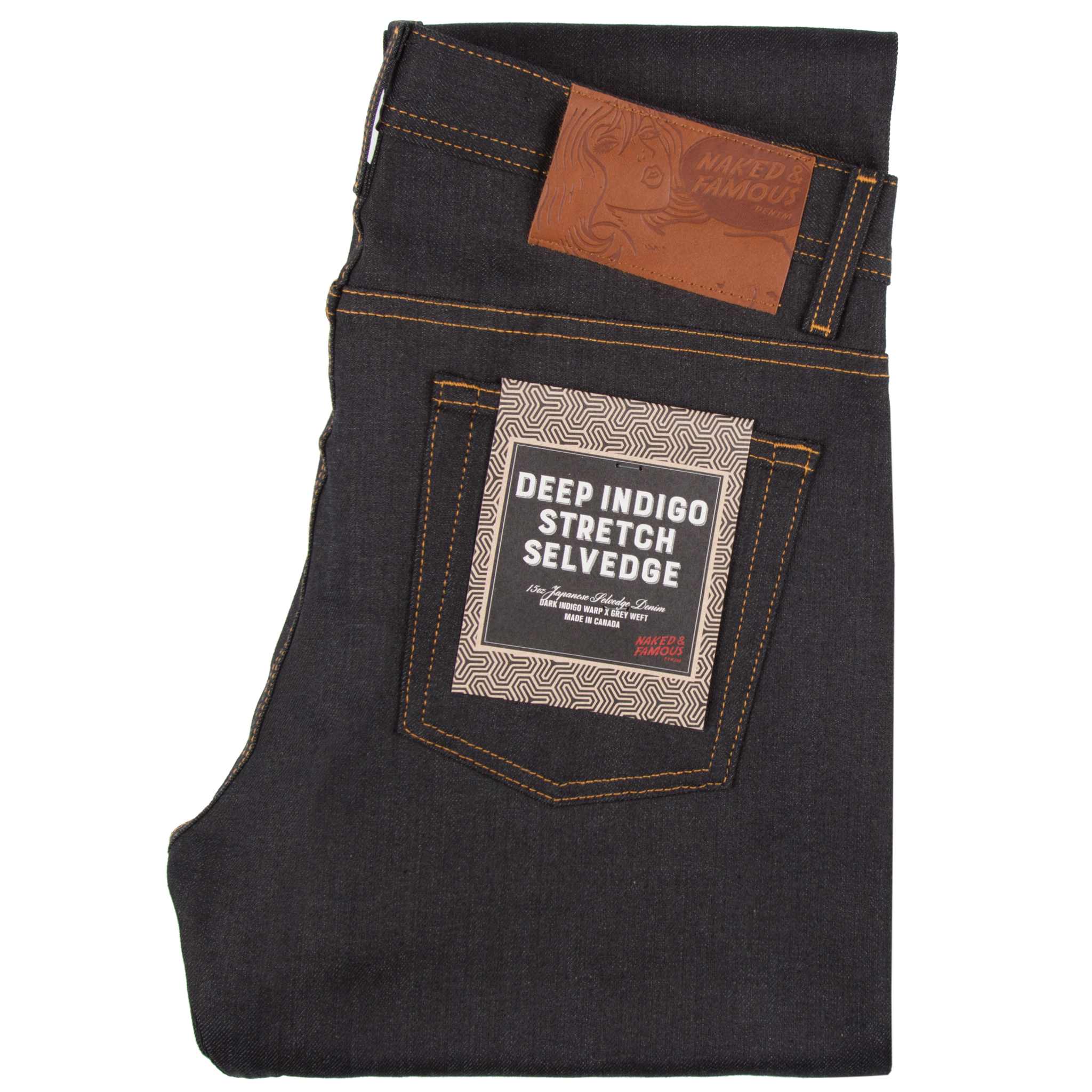  Deep Indigo Stretch Selvedge Jeans Folded 