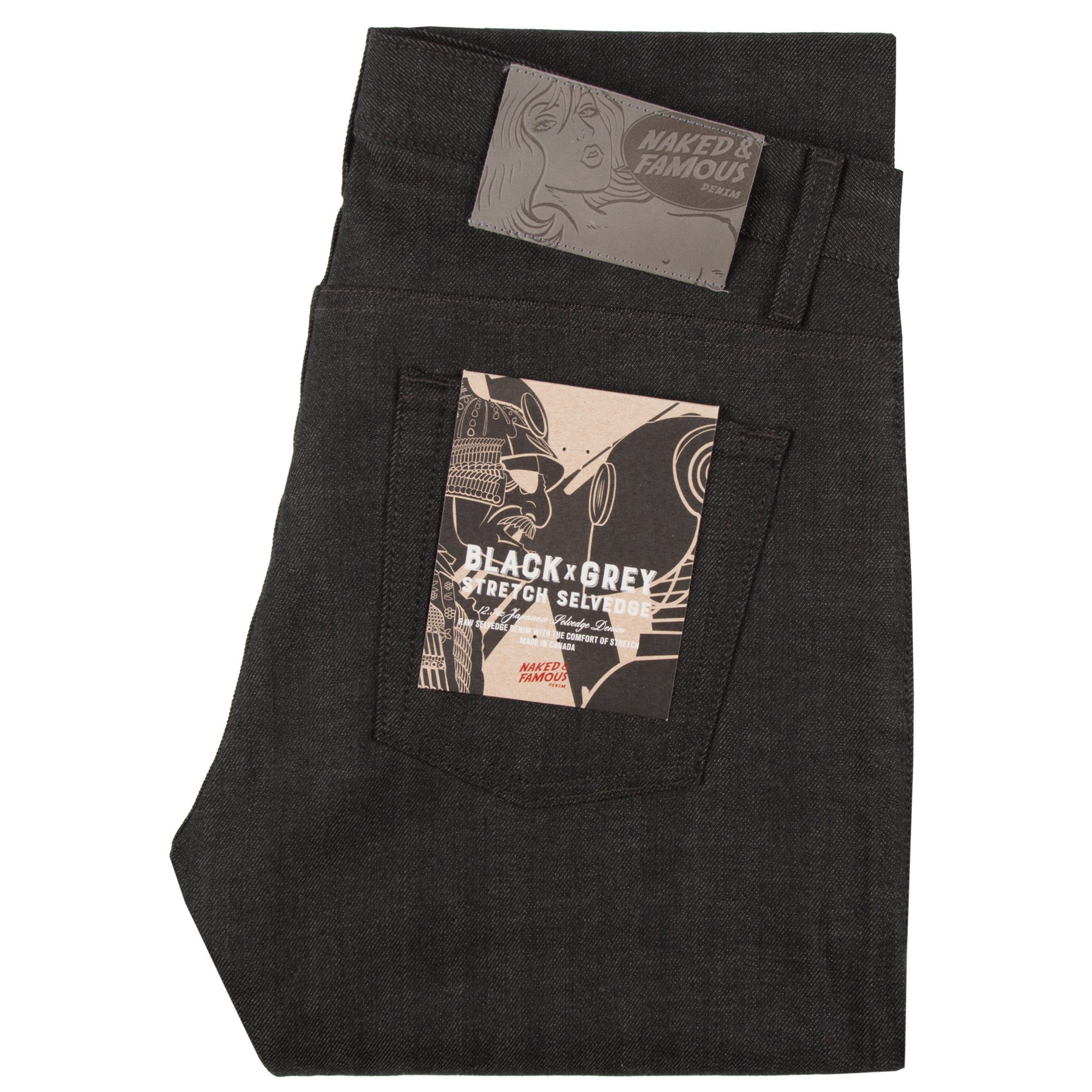  Black x Grey Stretch Selvedge Jeans Folded 