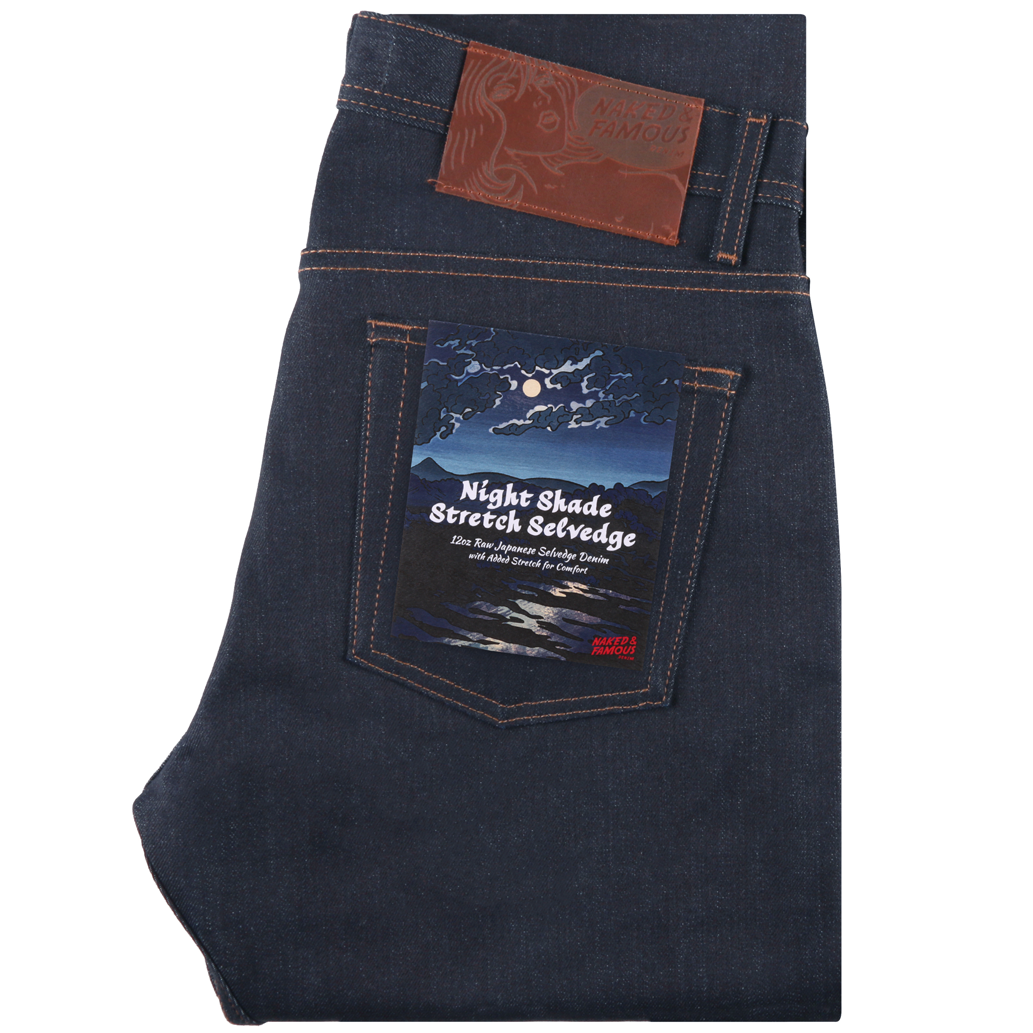  Night Shade Stretch Selvedge Jeans Folded 