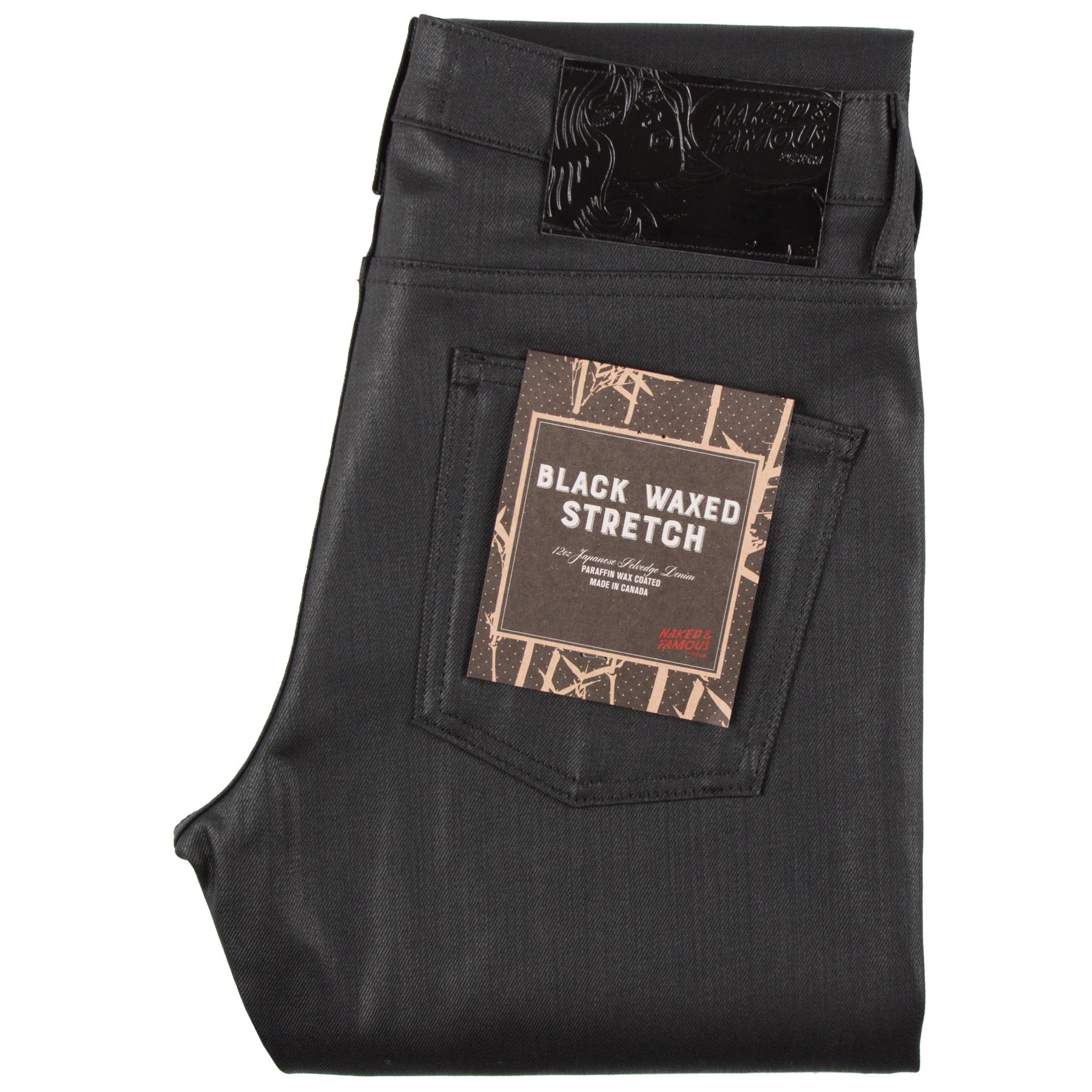  Black Waxed Stretch Jeans Folded 