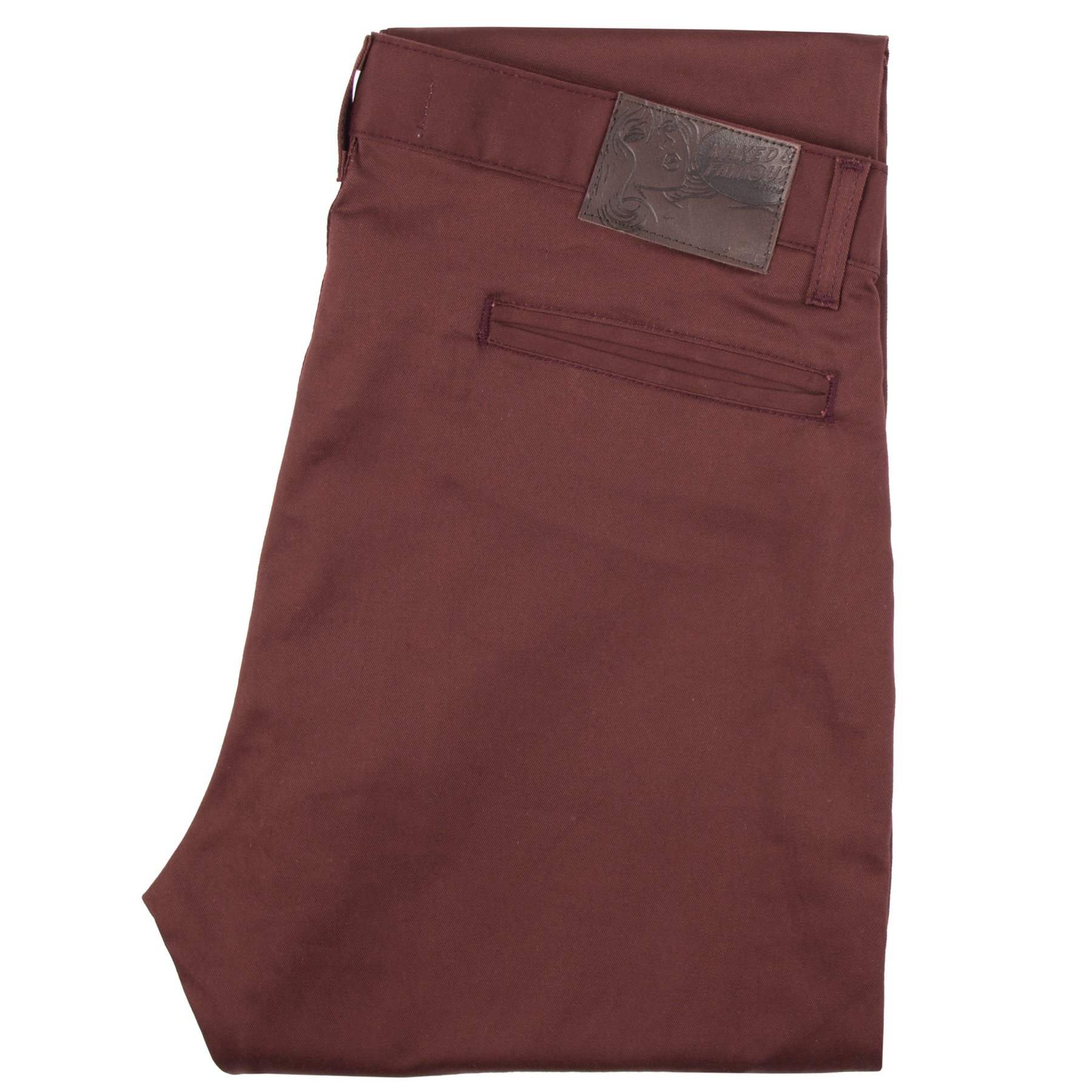  Burgundy Stretch Twill Slim Chino Folded 