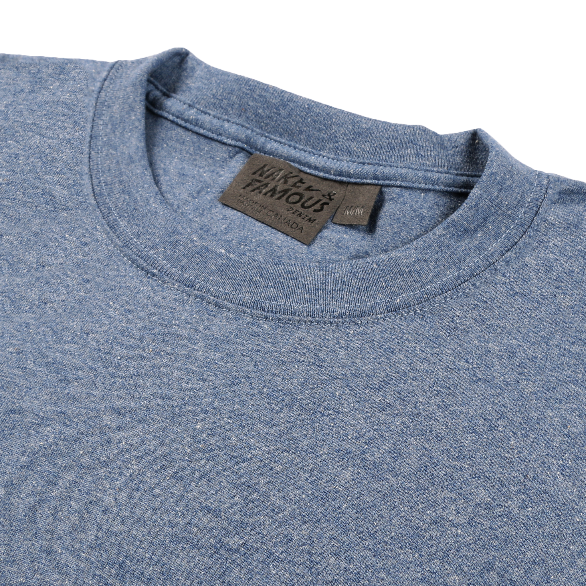  Heather Blue Circular Knit T-Shirt Collar View 