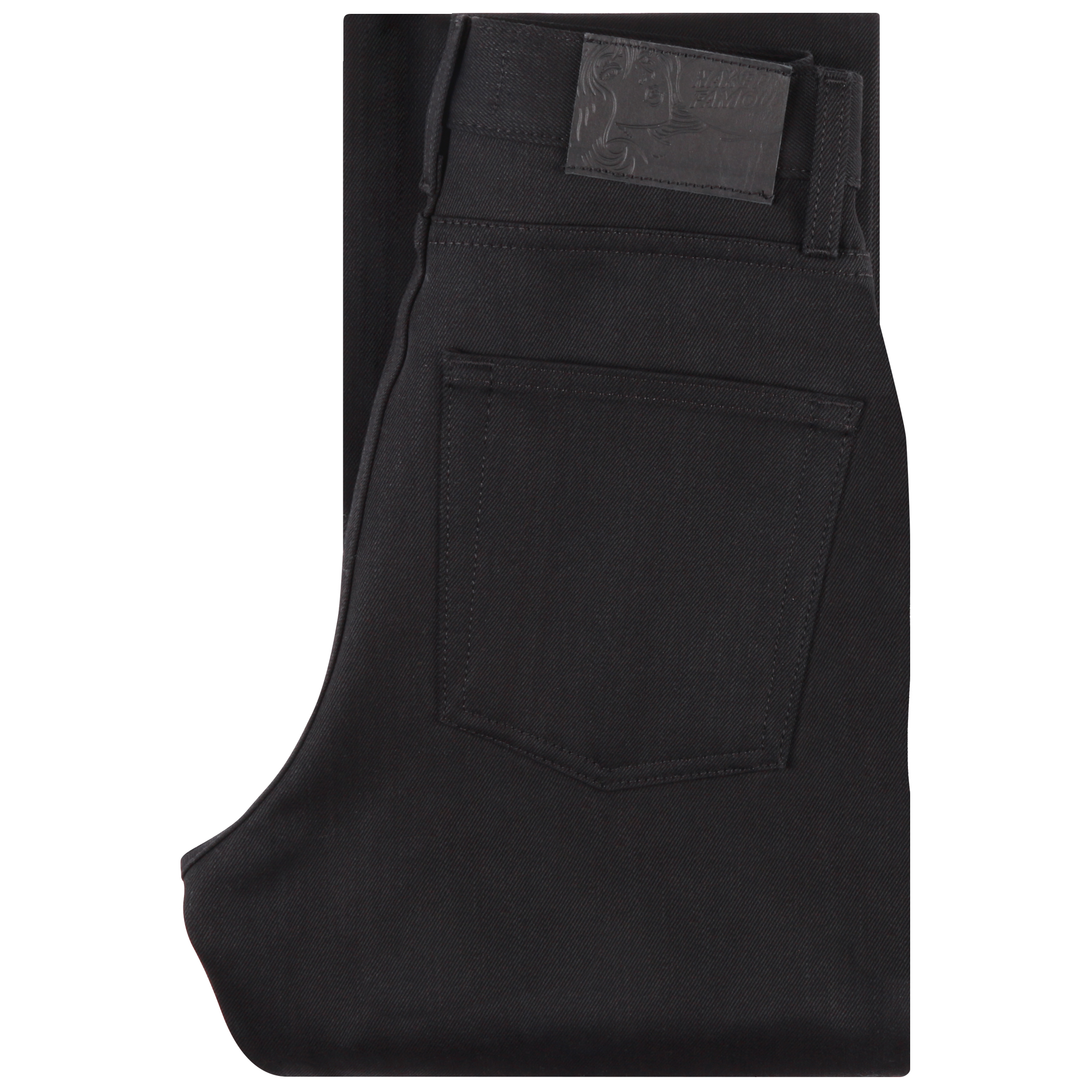  Women’s Solid Black Selvedge jeans folded view 