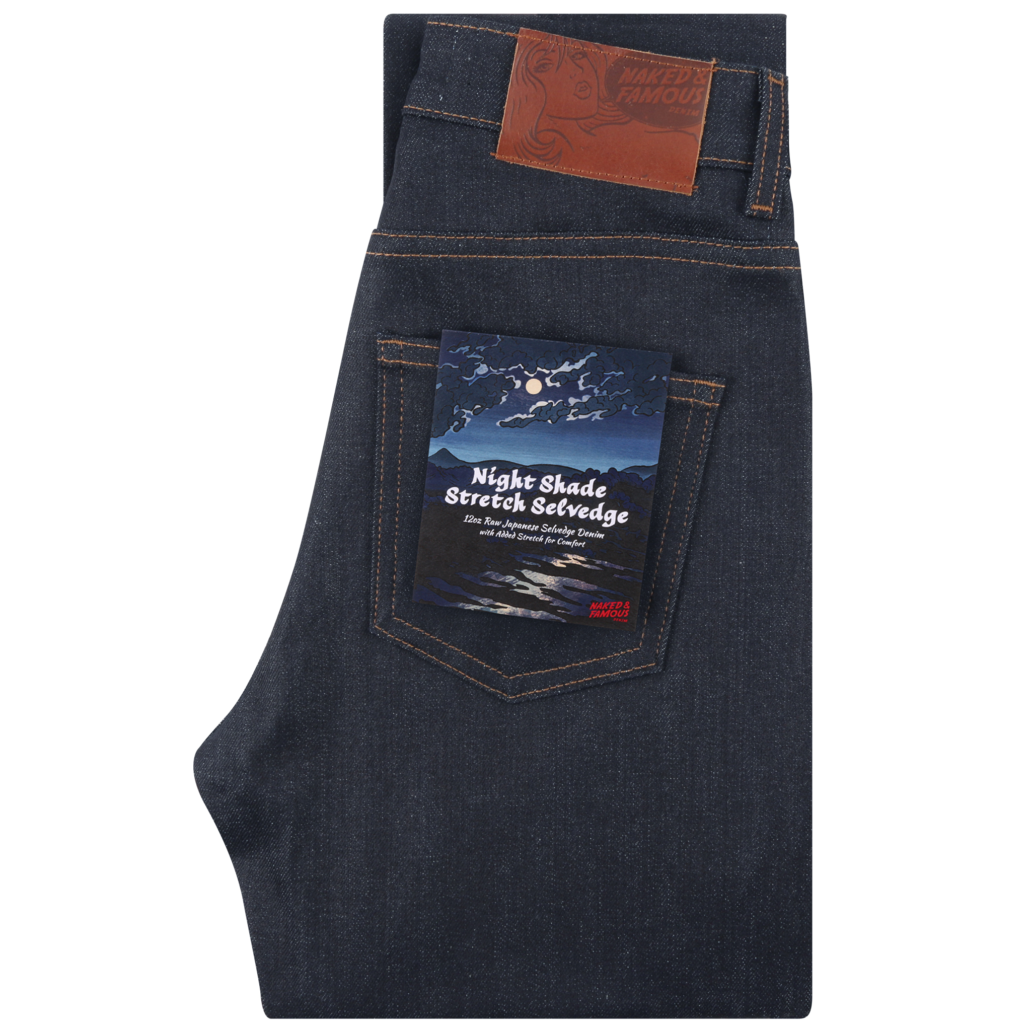  Women’s Night Shade Stretch Selvedge Jeans folded view 