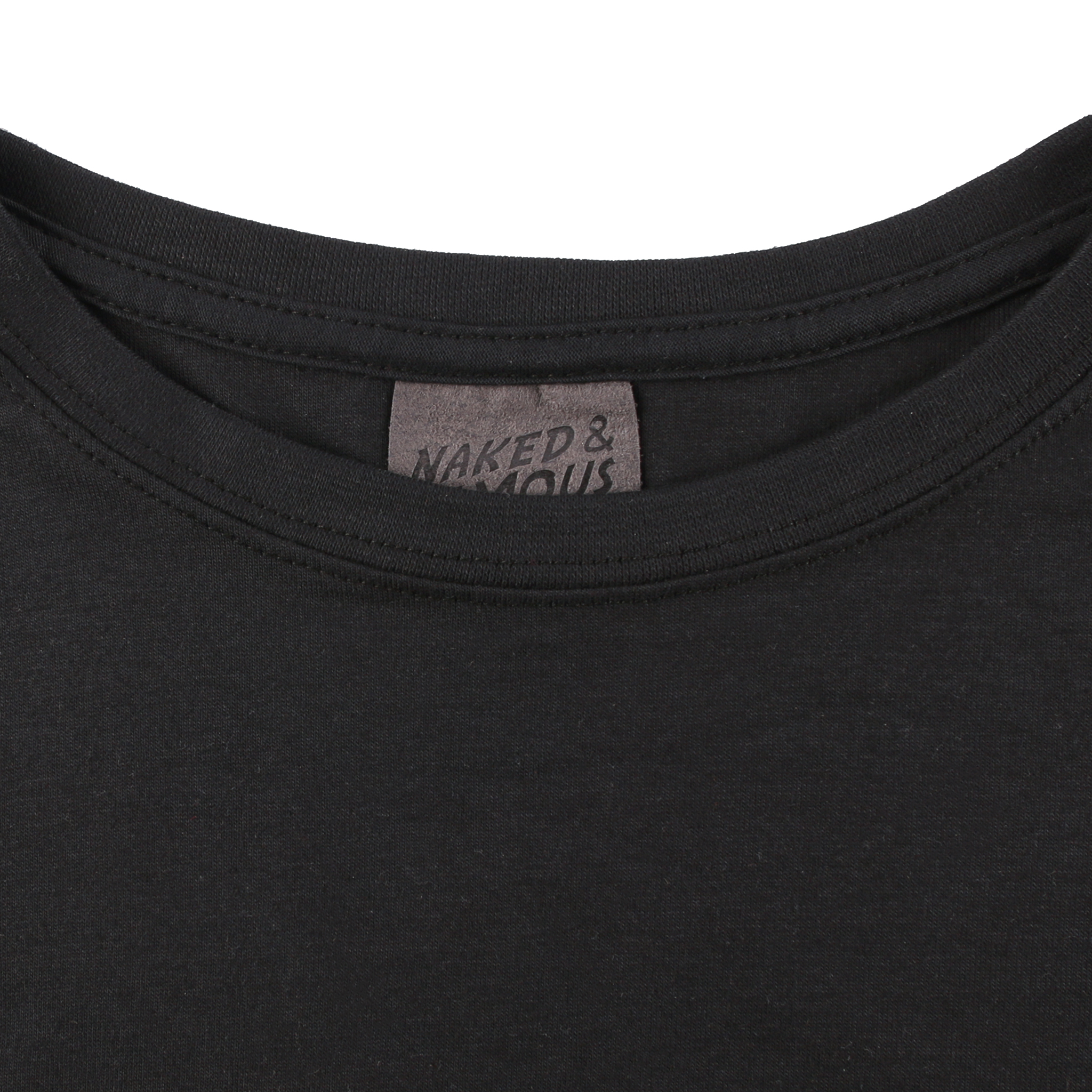  Women’s Circular Knit T-shirt Black Collar View 