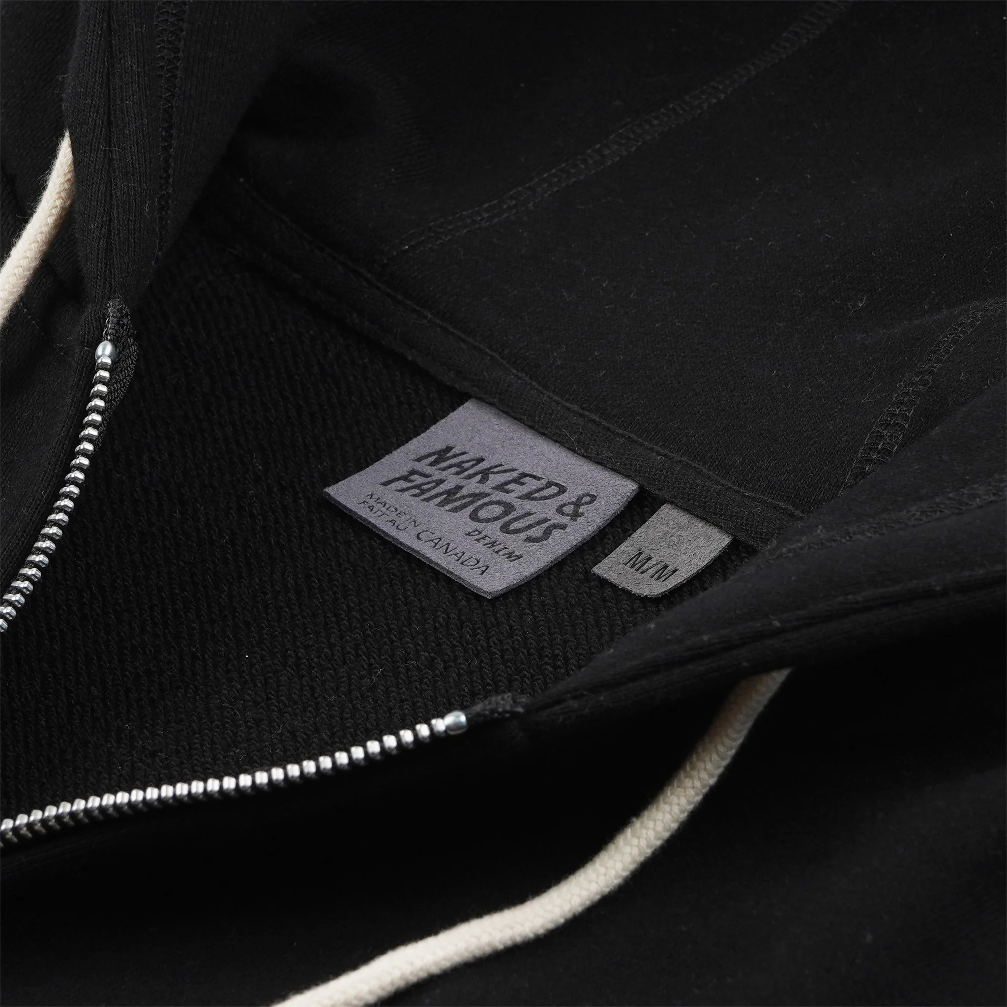 Zip Hoodie Black collar view