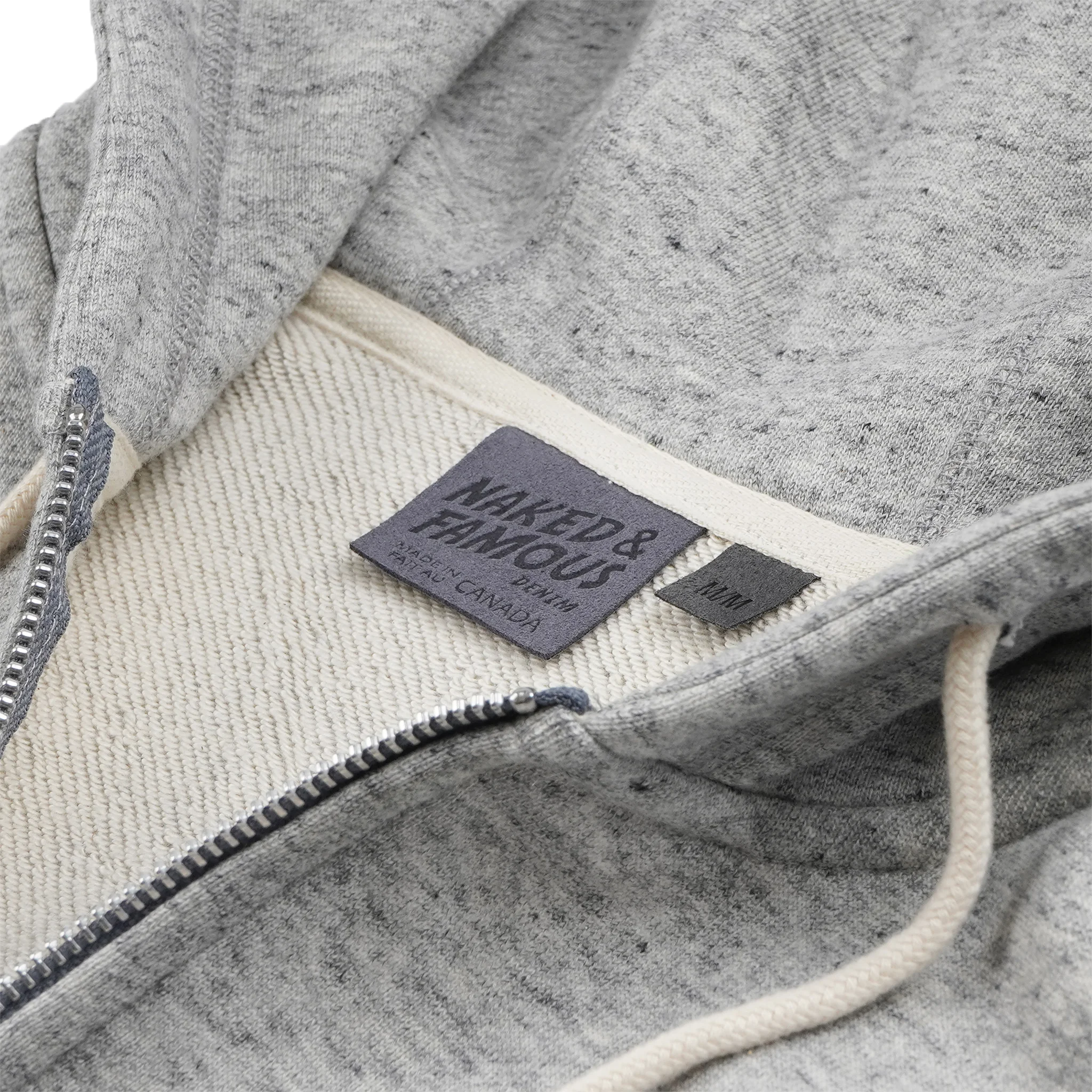 Zip Hoodie Grey collar view
