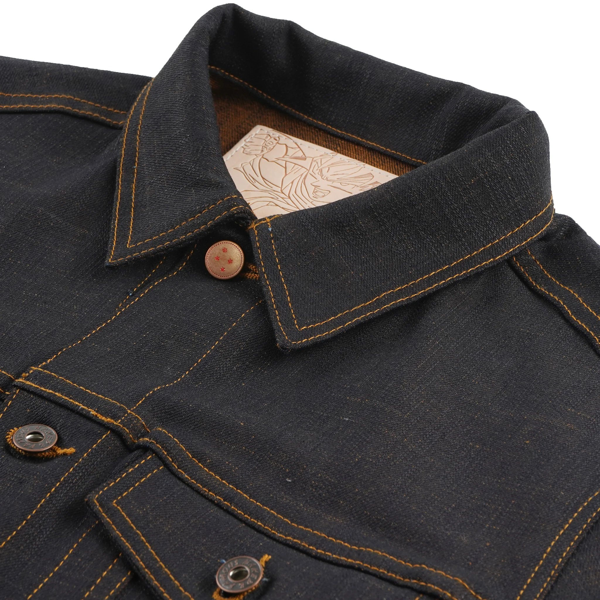 Goku Super Saiyan Selvedge Denim Jacket collar view