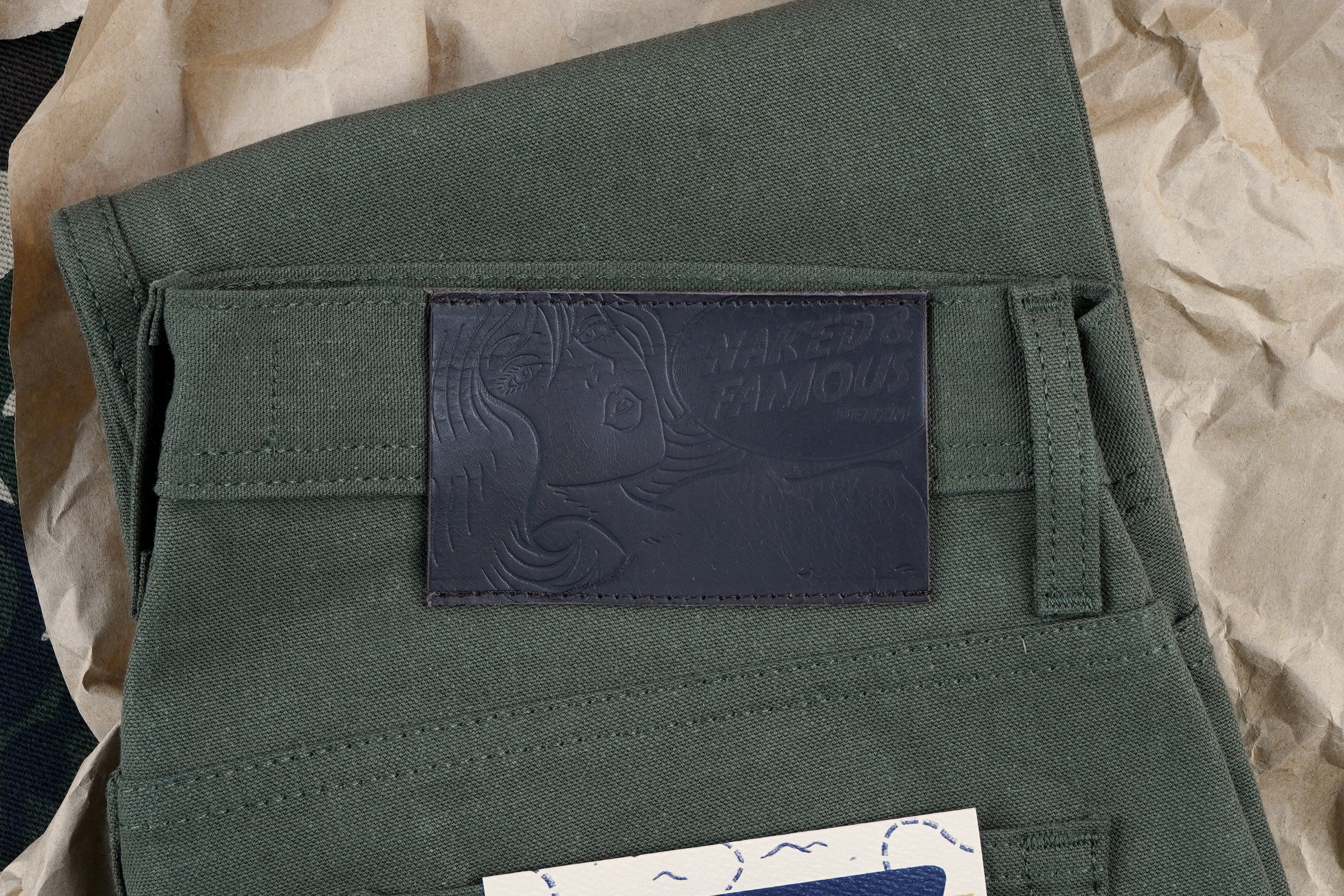 Army Green Duck Canvas Selvedge Leather Patch