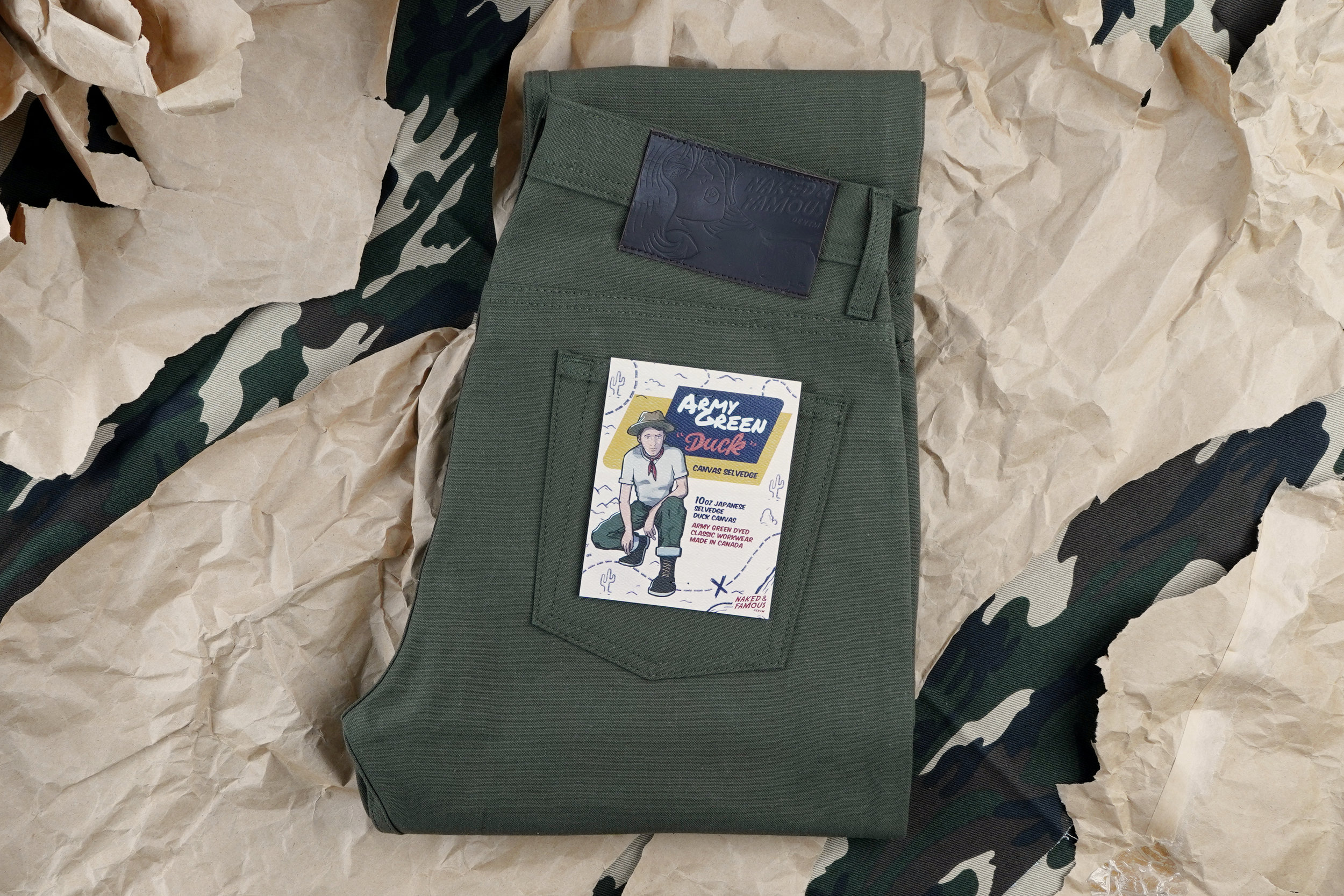 Army Green Duck Canvas Selvedge Folded