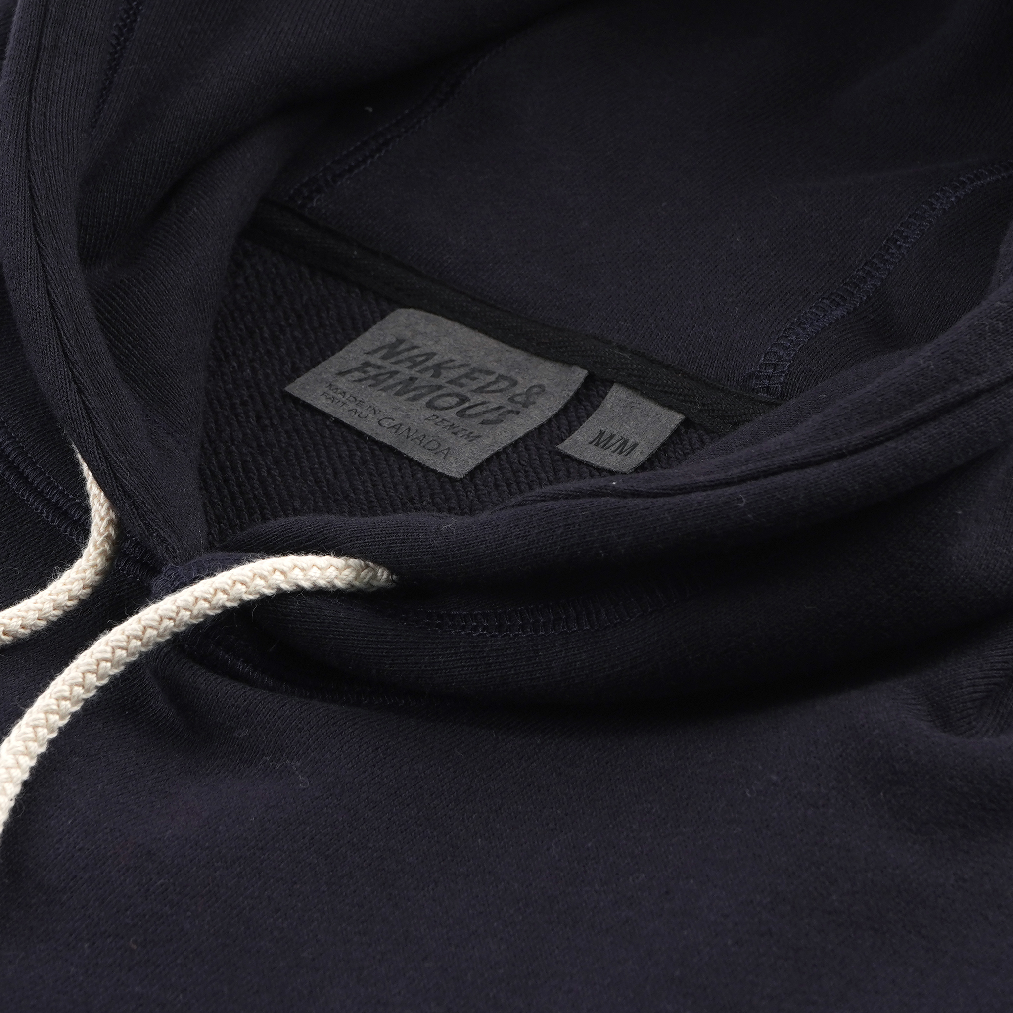  Pullover Hoodie Heavyweight Terry Navy - collar 