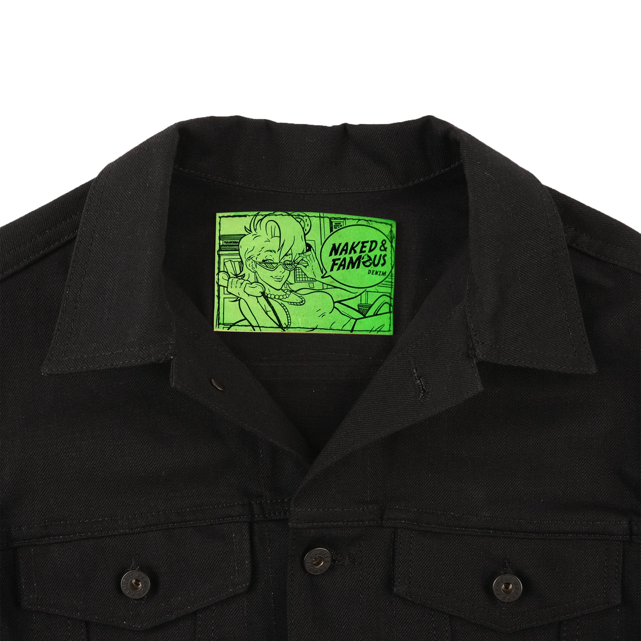 naked and famous black denim jacket