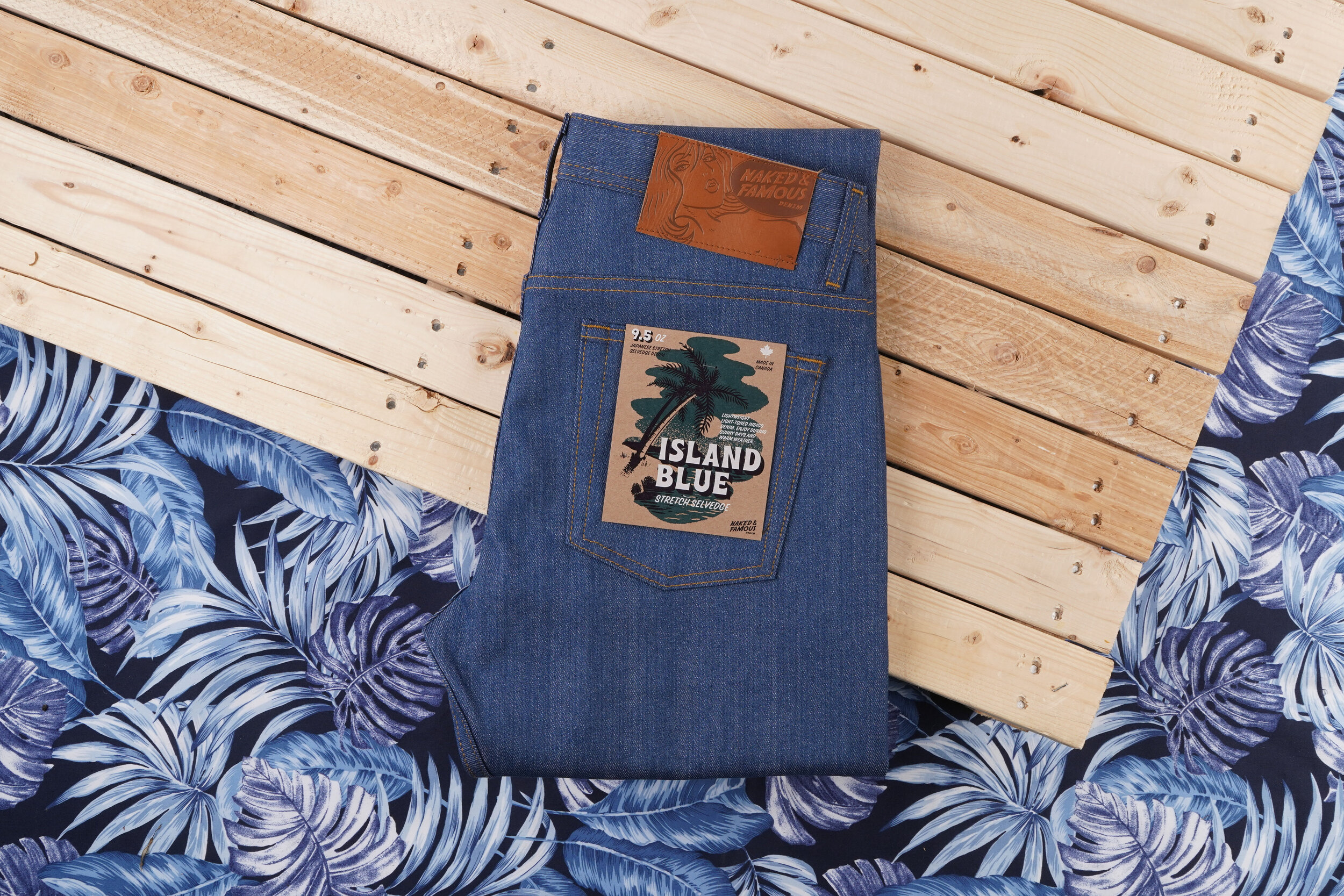 Island Blue Stretch Selvedge - Folded Flat