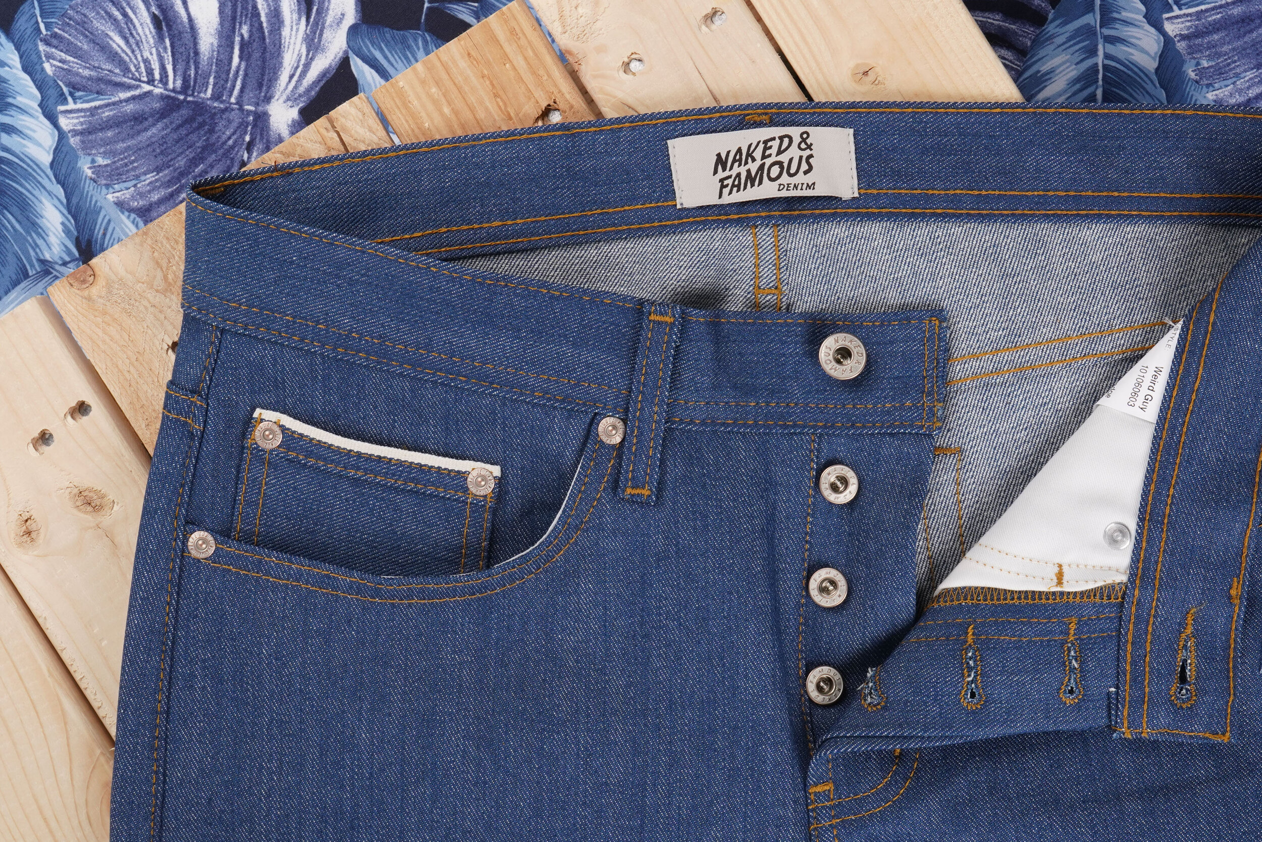 Island Blue Stretch Selvedge - Coin Pocket