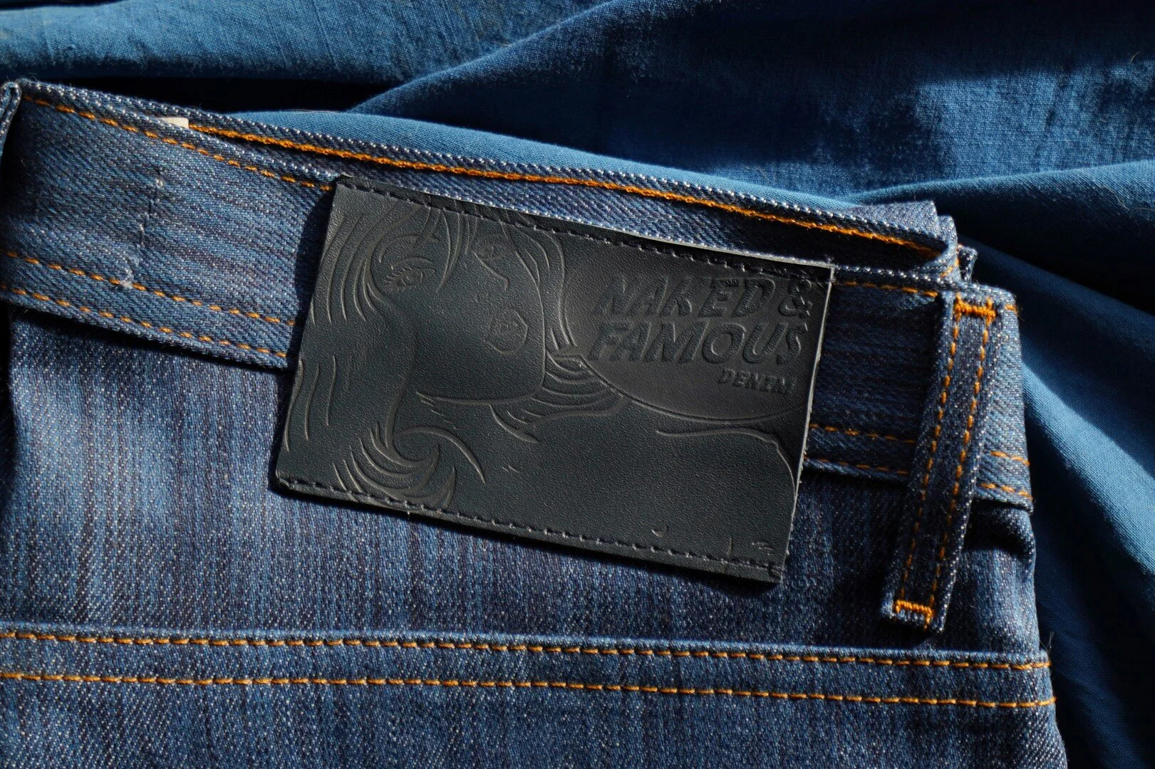 Cerulean Kasuri Selvedge - Leather Patch