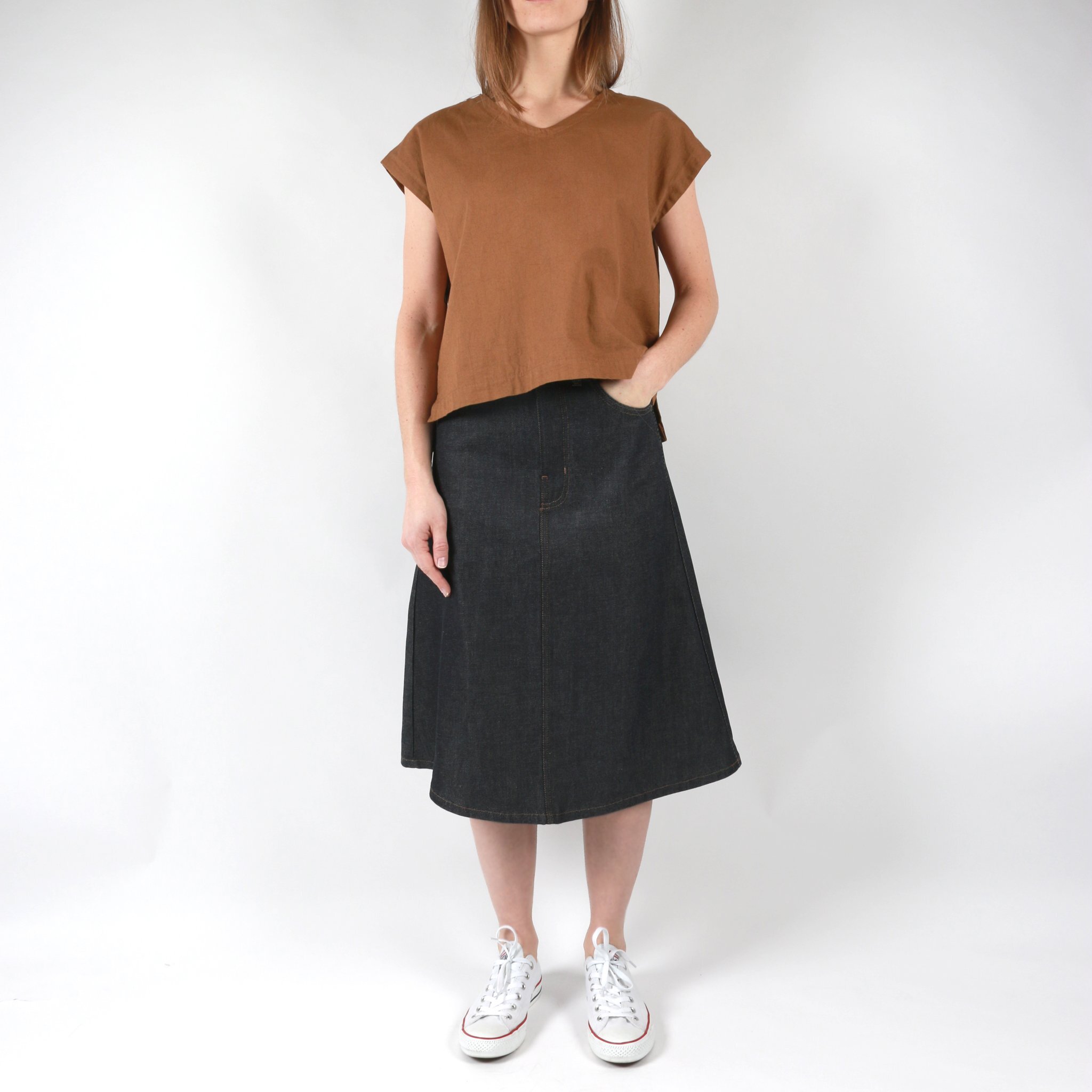  Women’s Denim Skirt on-model 