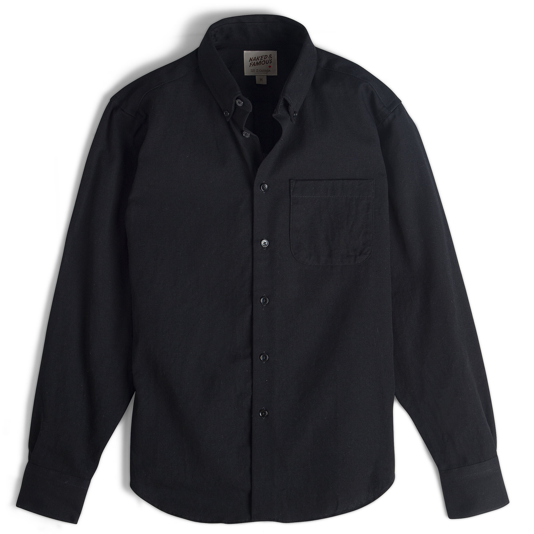  Easy Shirt - Black Short Slub Denim - flat front 