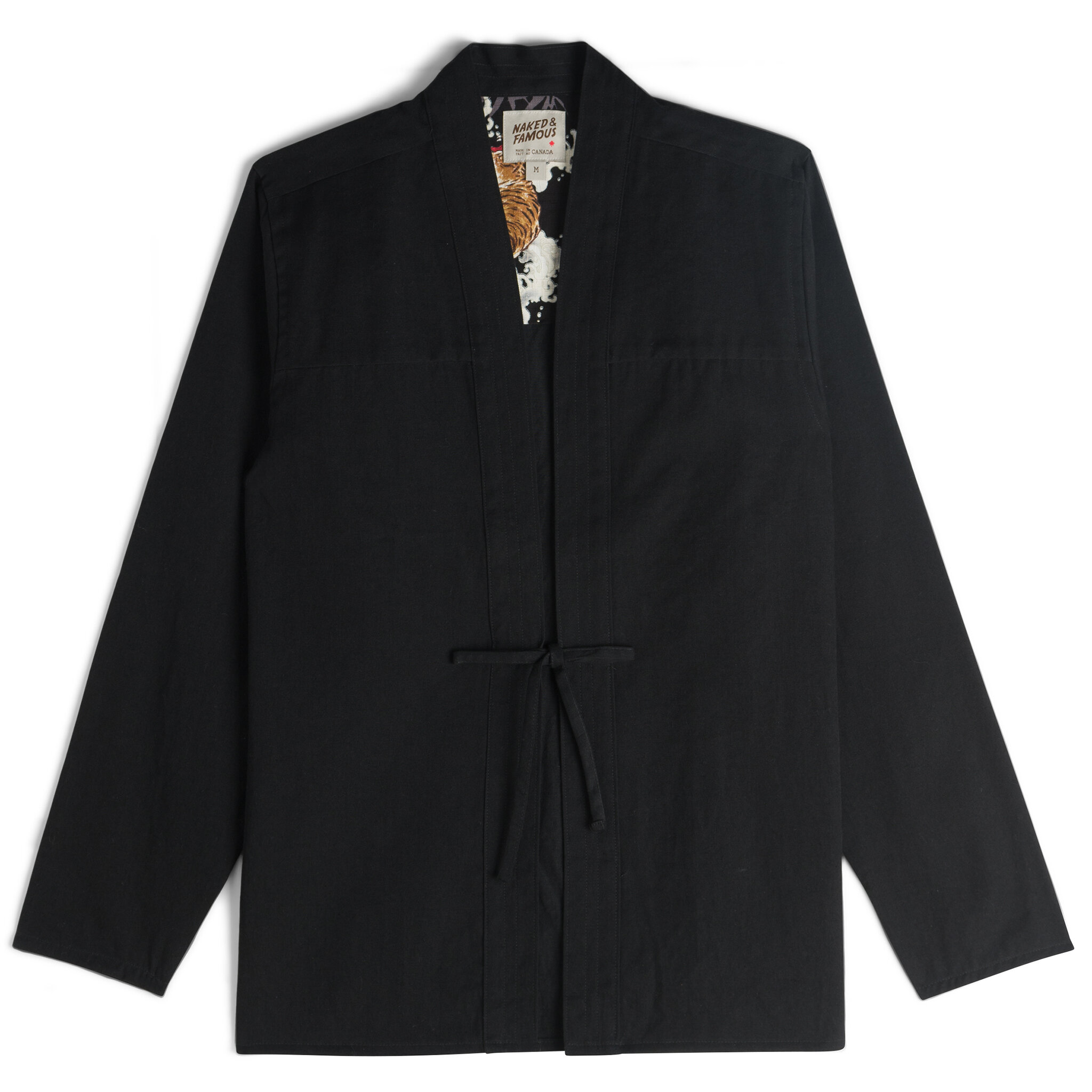  Kimono Shirt - Black Short Slub Denim - flat front 