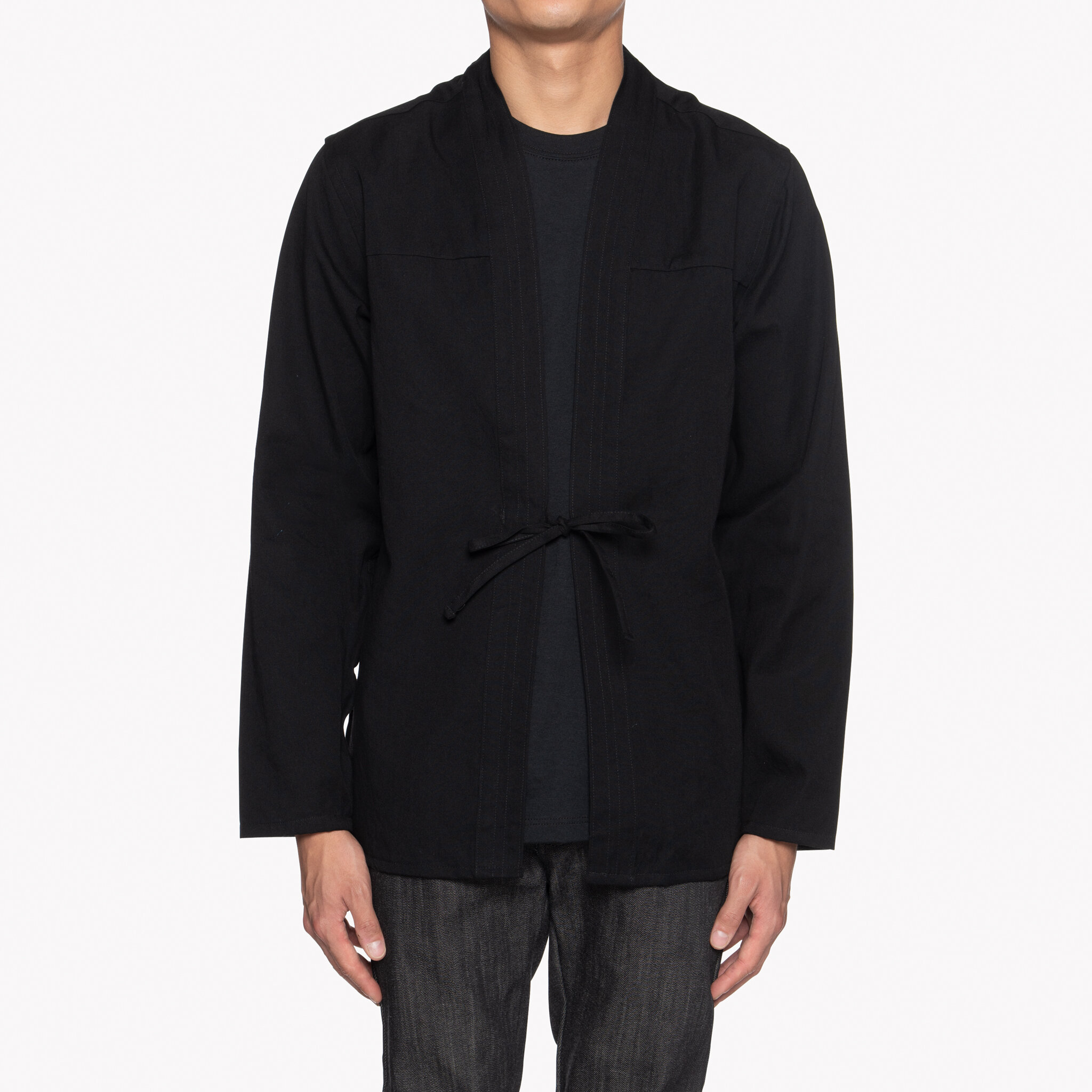  Kimono Shirt - Black Short Slub Denim - front 