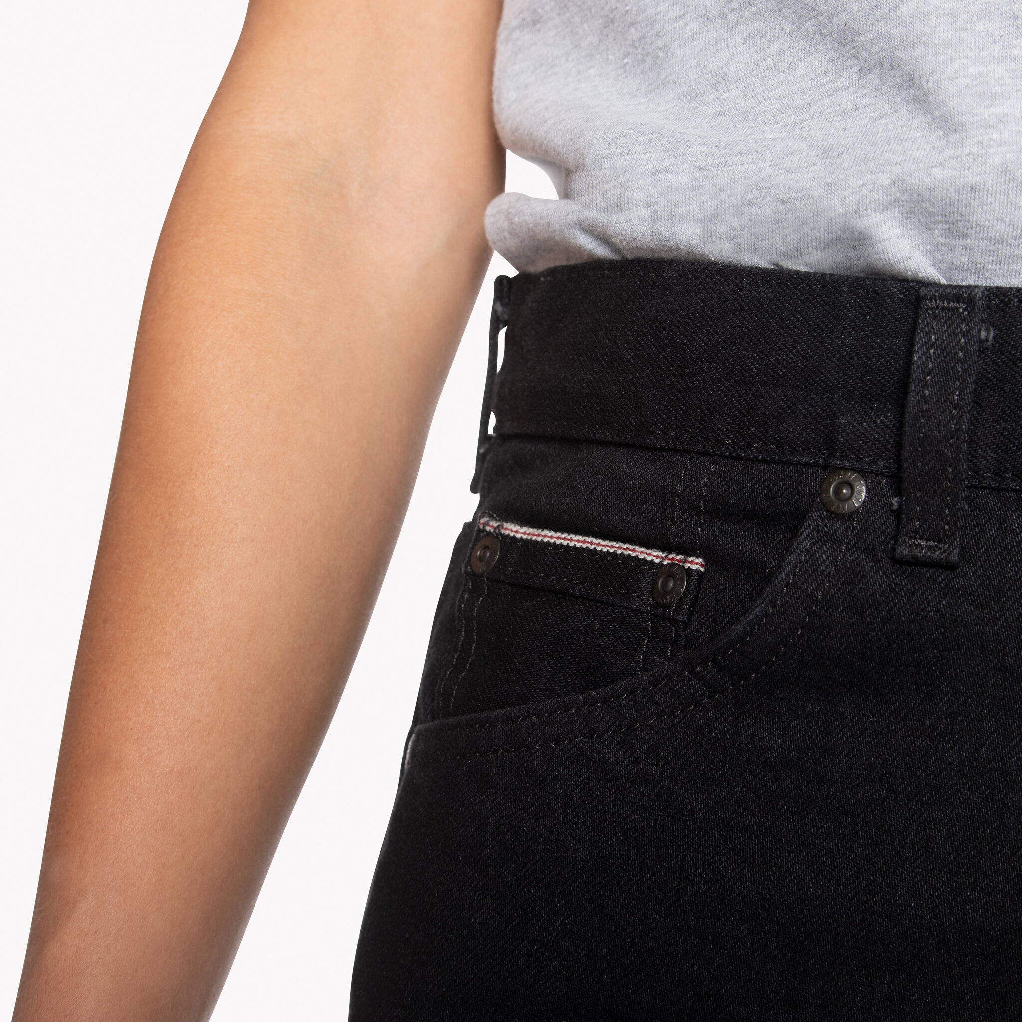  Women’s Solid Black Selvedge jeans - coin pocket 