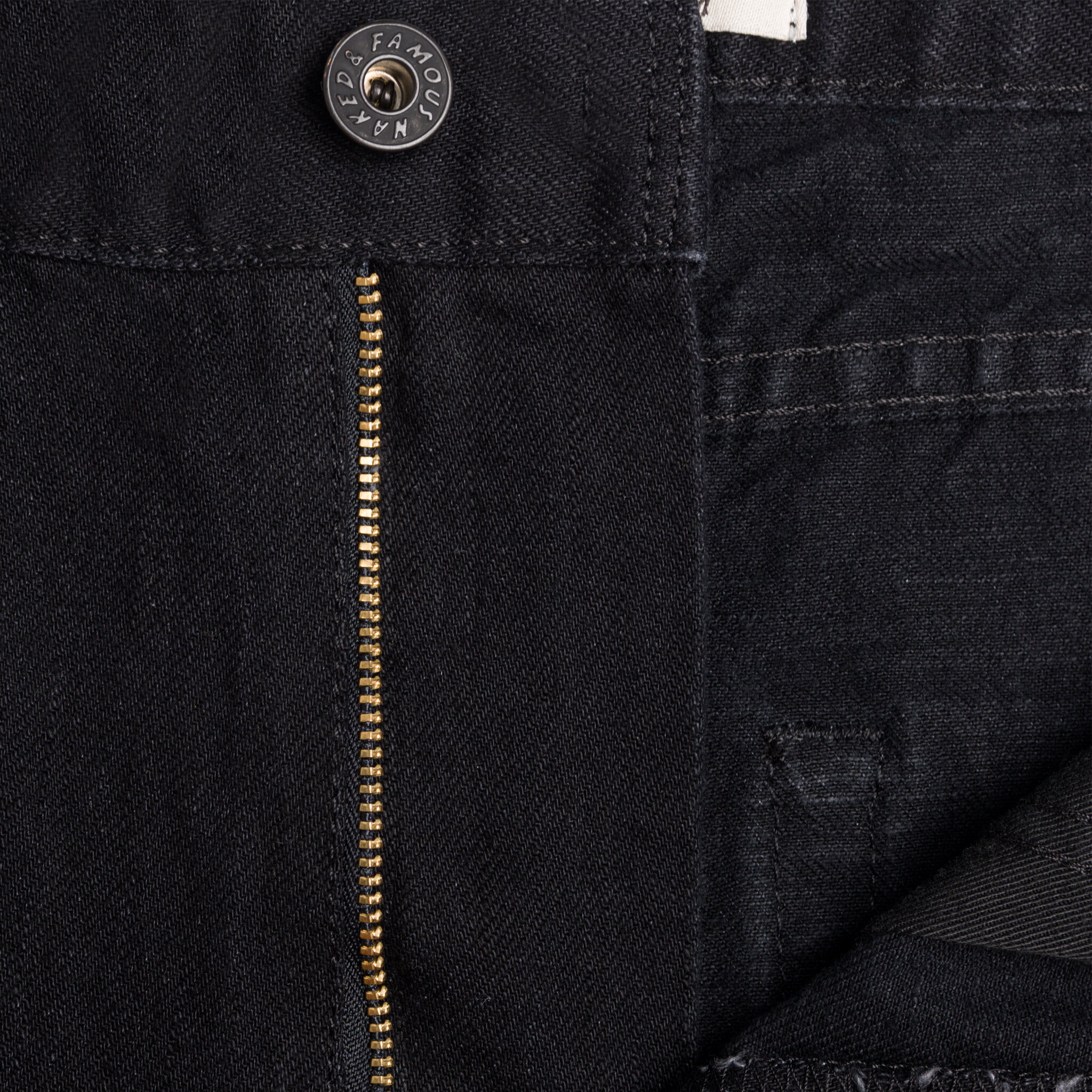  Women’s Solid Black Selvedge jeans - zip fly   