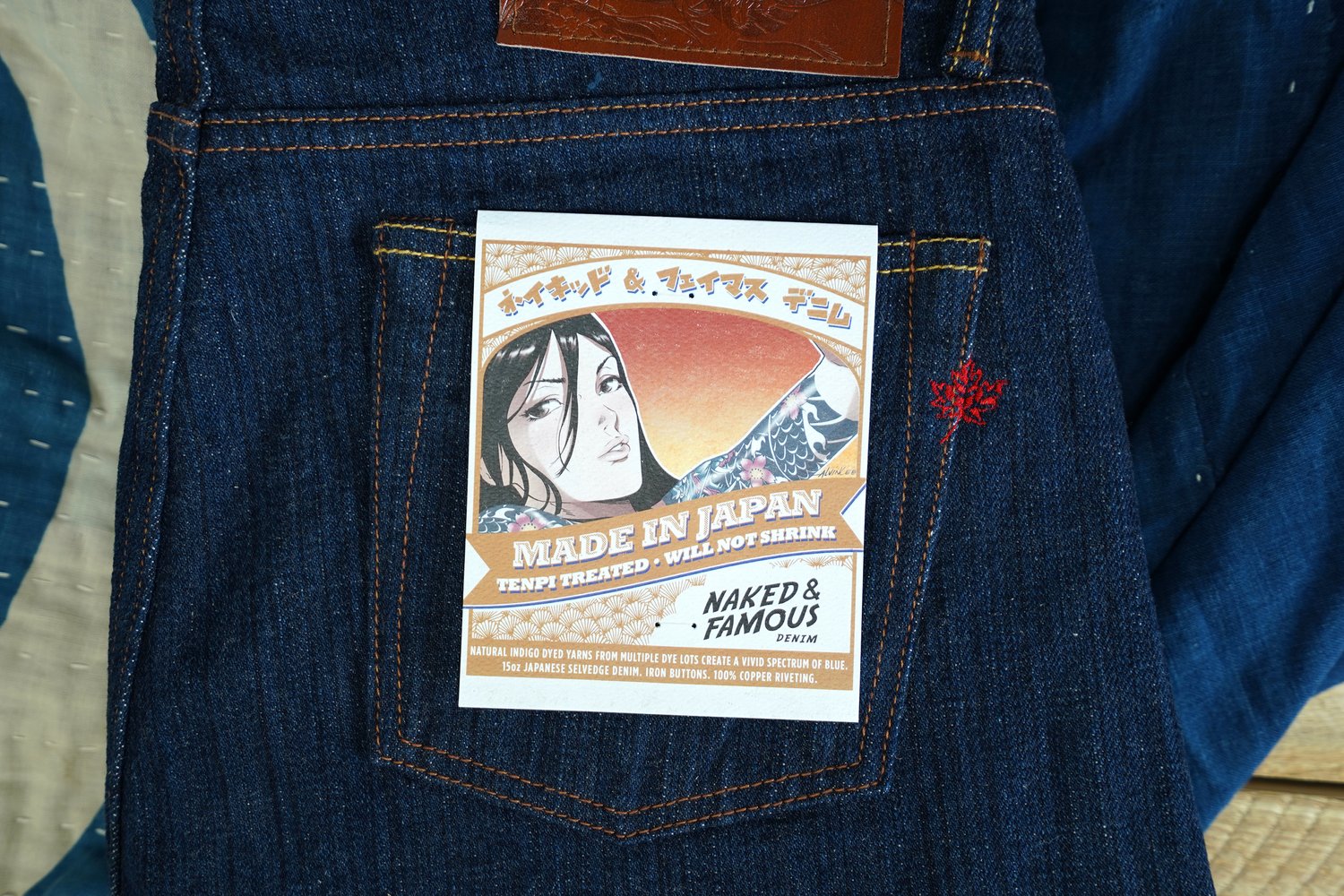 MIJ9 - Selvedge flammé indigo naturel « Tennen Ai » - Pocket Flasher