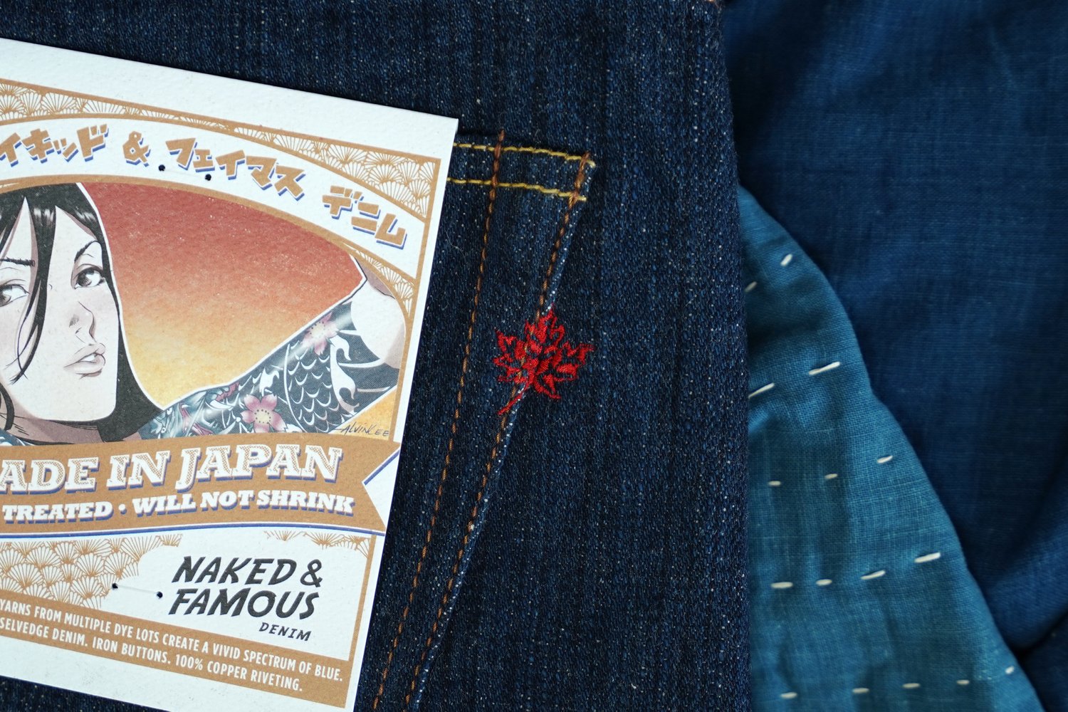 MIJ9 - "Tennen Ai" Natural Indigo Slub Selvedge - Embroidery