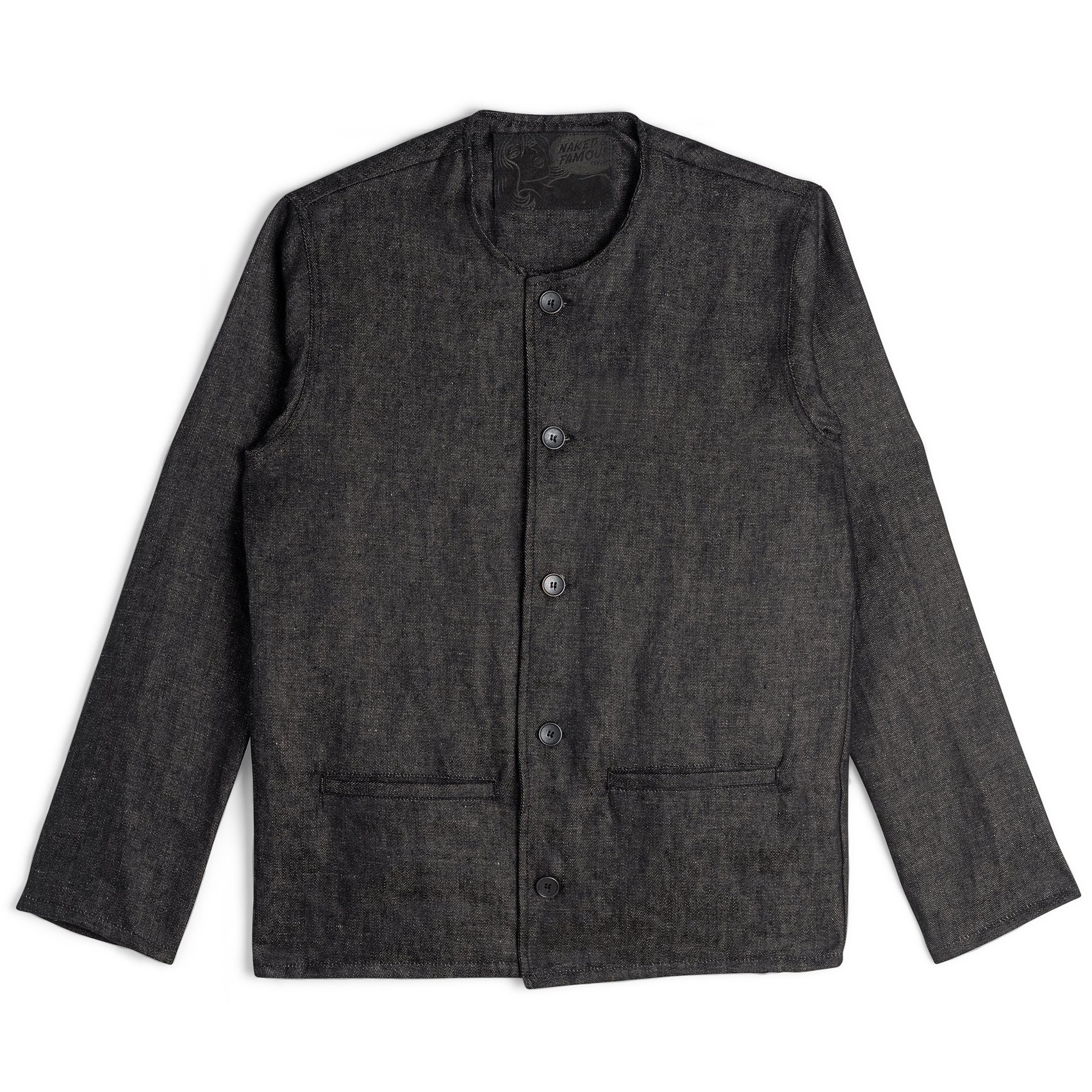 Smart Jacket - Raw Linen Denim Black - flat front