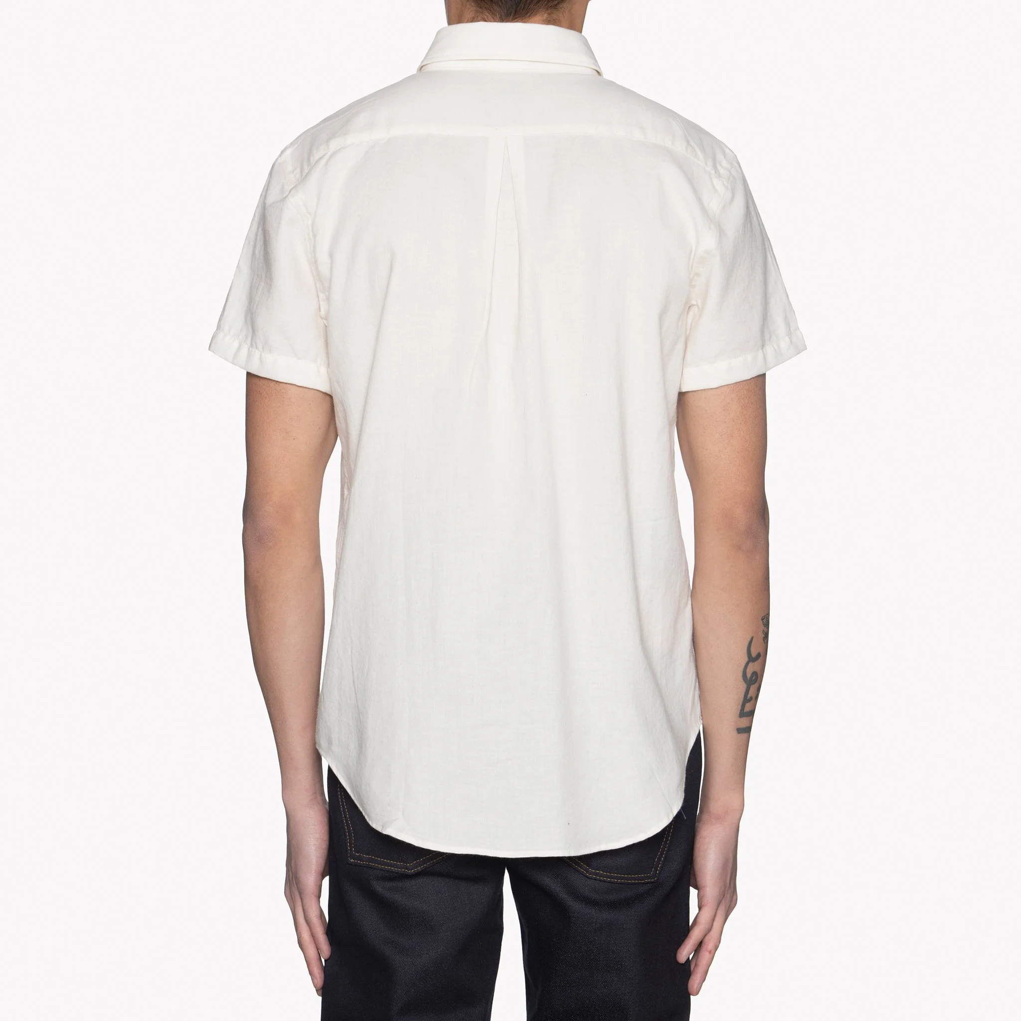 Short Sleeve Easy Shirt - Organic Cotton Twill Ecru - back