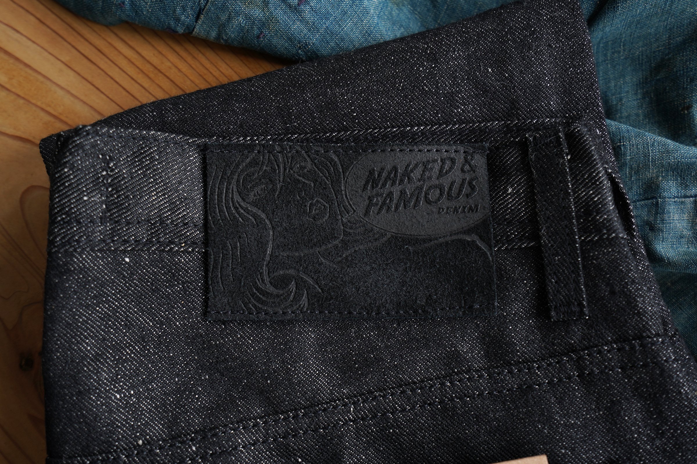 Raw Linen Denim - Black - Leather Patch