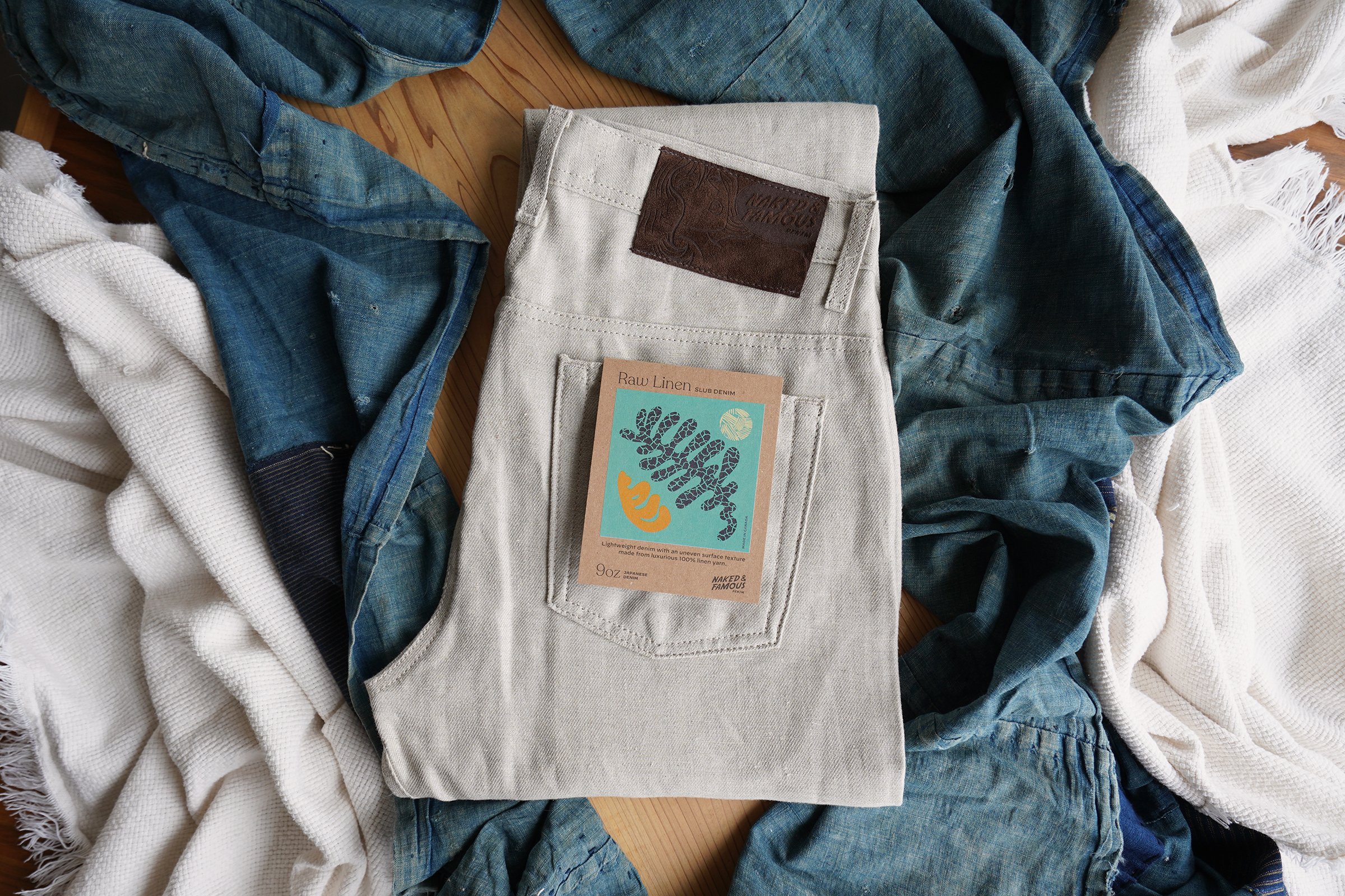 Raw Linen Denim - Natural - Folded Flat