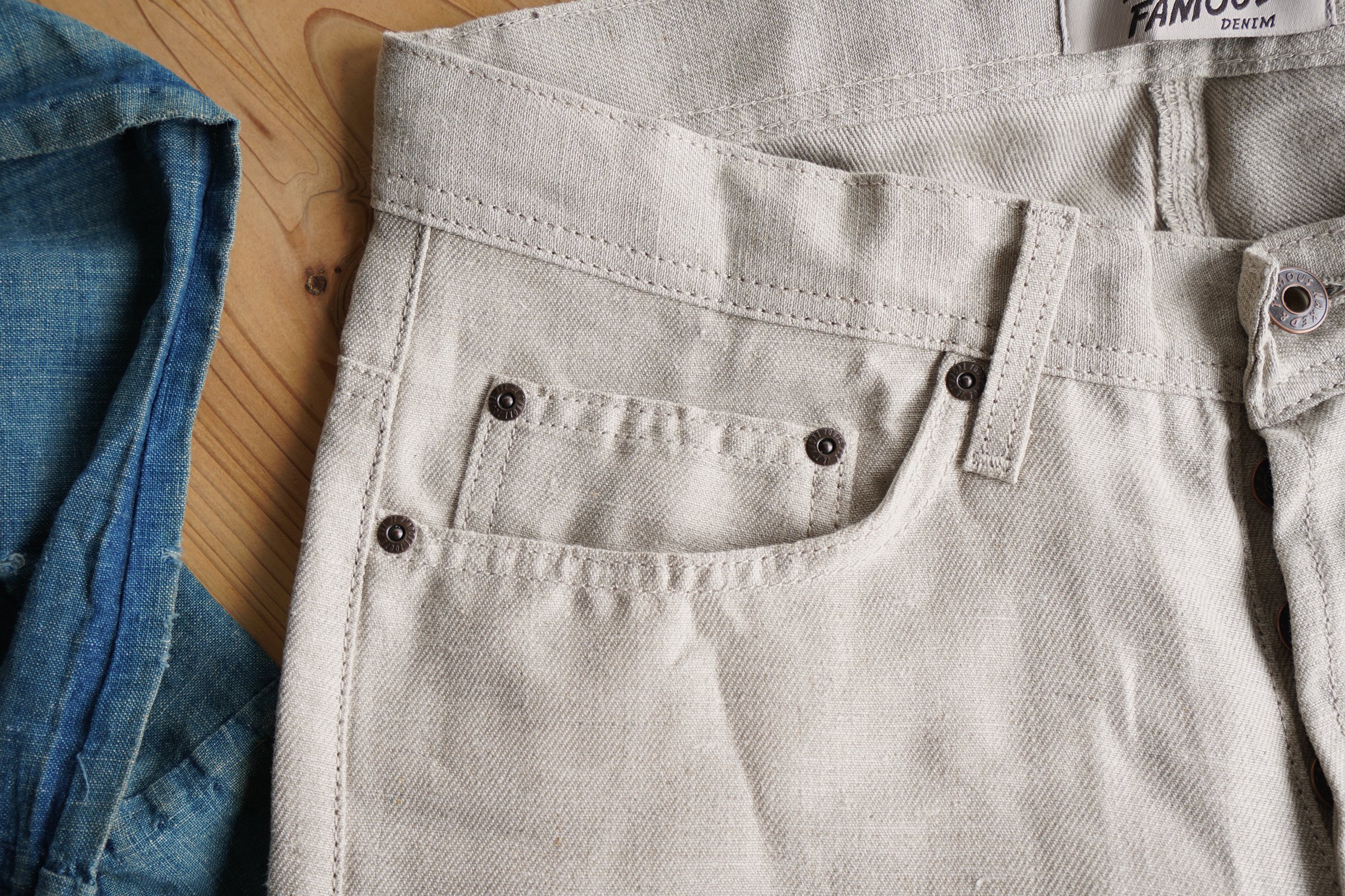 Raw Linen Denim - Natural - Coin Pocket