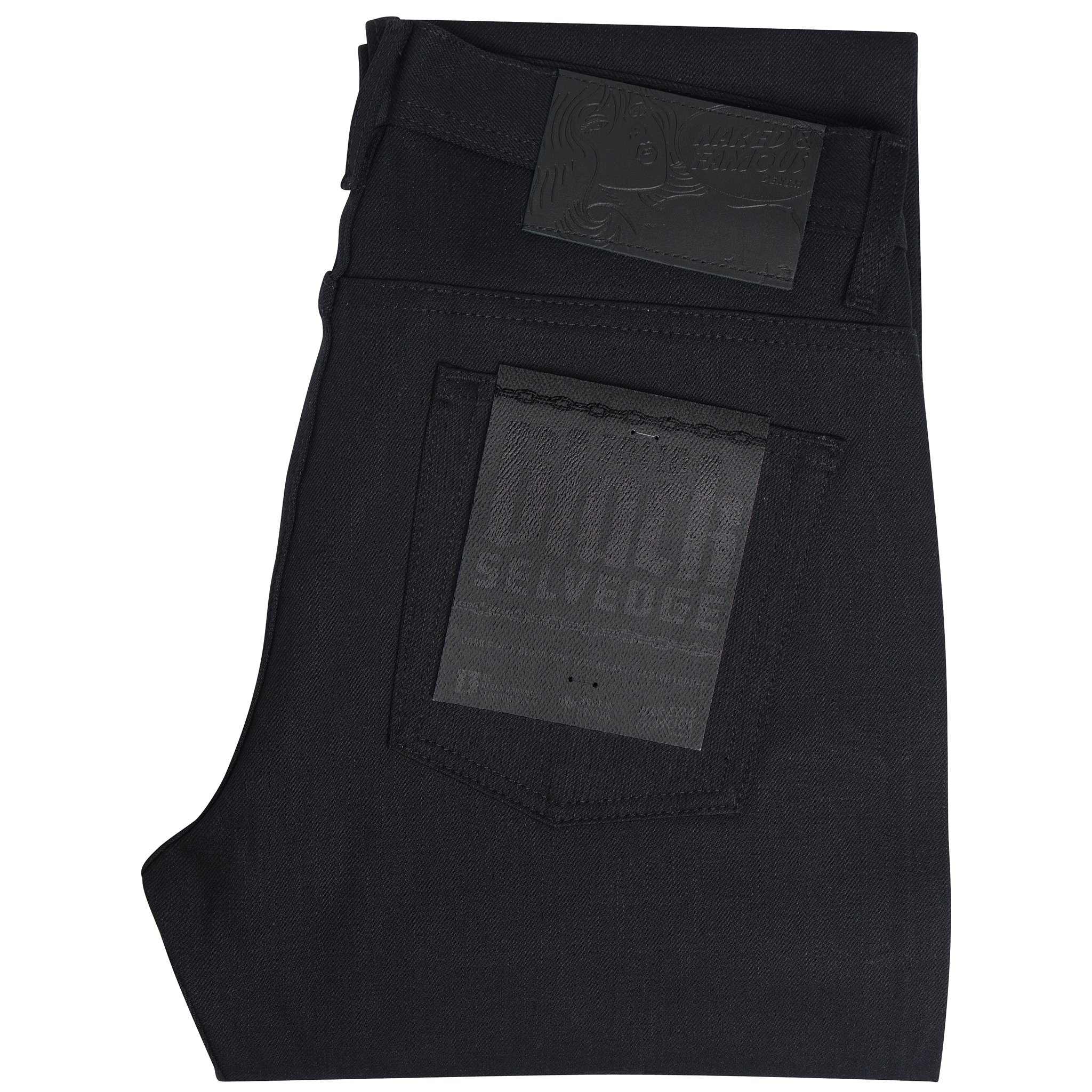  Solid Black Selvedge Jeans - Folded 