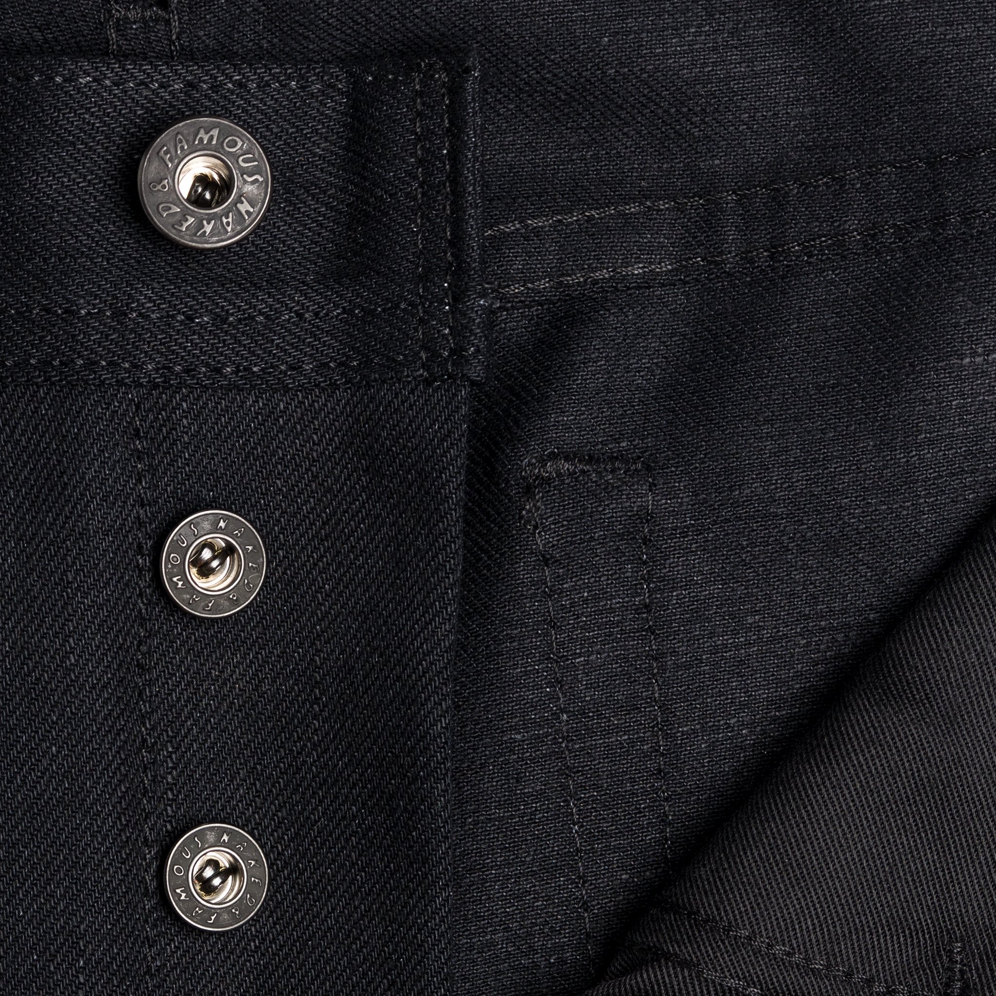  Solid Black Selvedge Jeans - Button Fly 